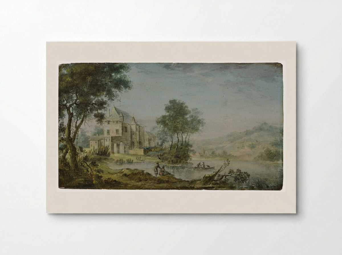 River Scene with a Chateau - Nicolas Perelle - Poster