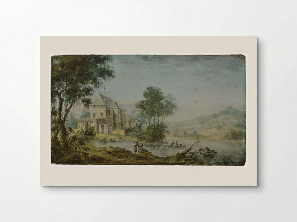 River Scene with a Chateau - Nicolas Perelle - Poster