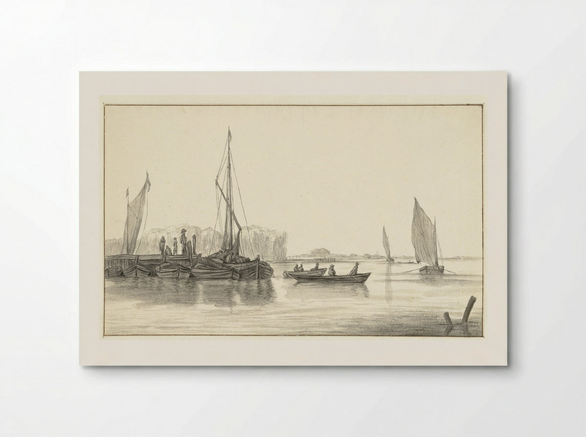 River Scene with a Jetty and Boats - Hendrick Jacobsz. Dubbels - Poster