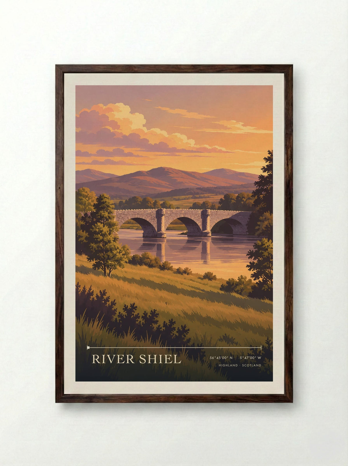 River Shiel, Highland | Travel Poster - Framed Print Dark Wood