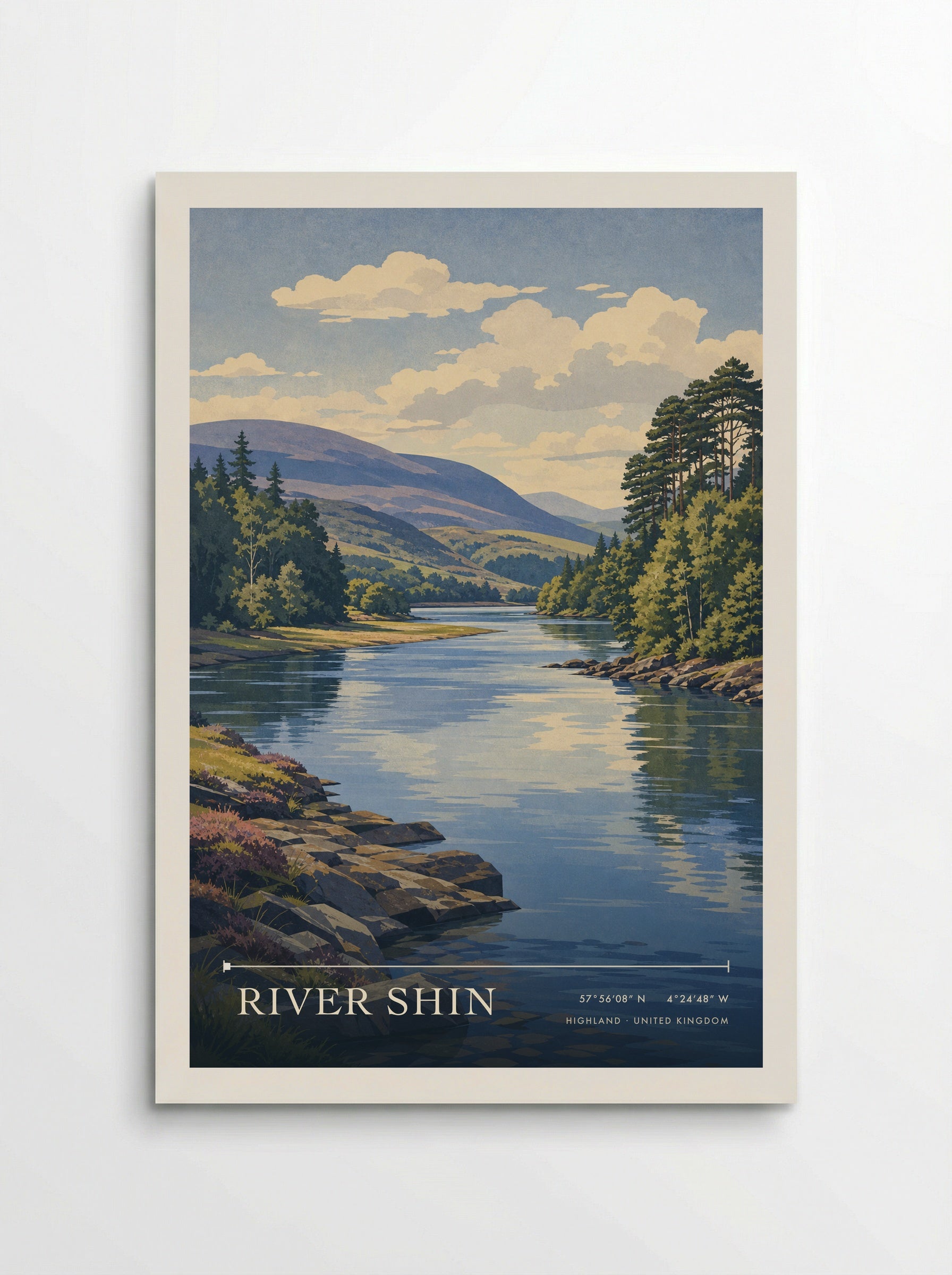 River Shin Highland United Kingdom Travel Poster - Poster