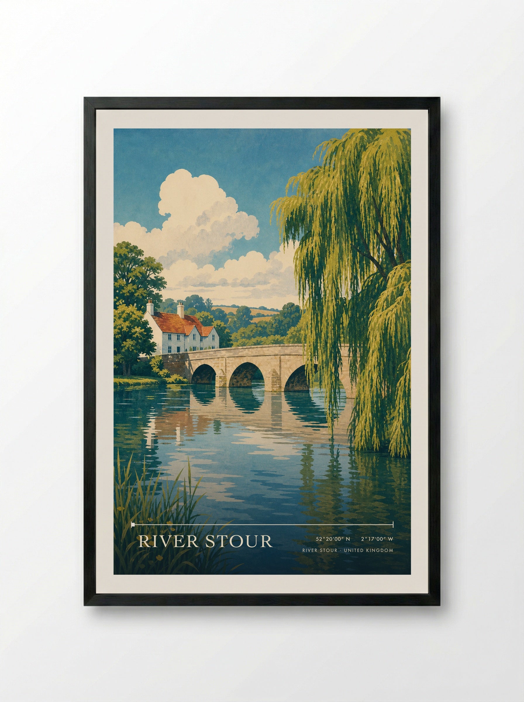 River Stour United Kingdom Travel Poster - Framed Print Black