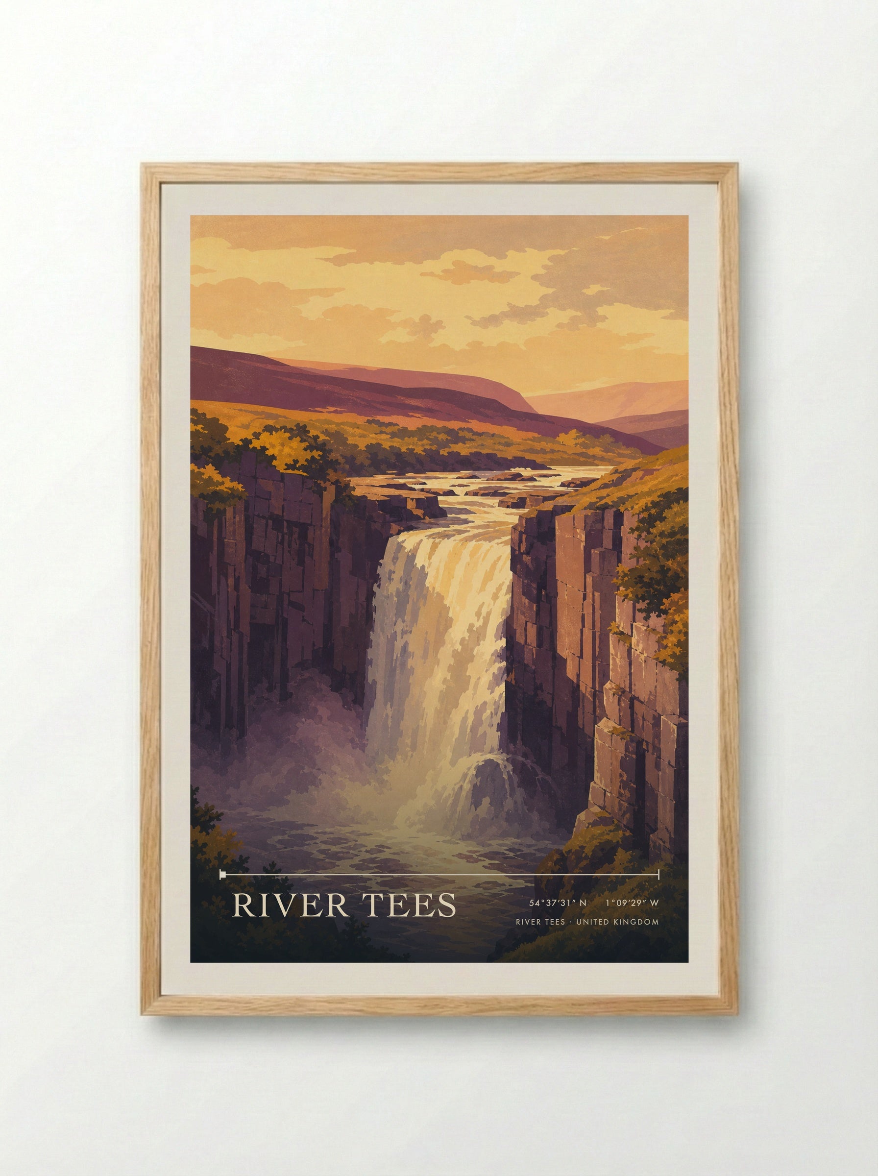 River Tees United Kingdom Travel Poster - Framed Print Wood