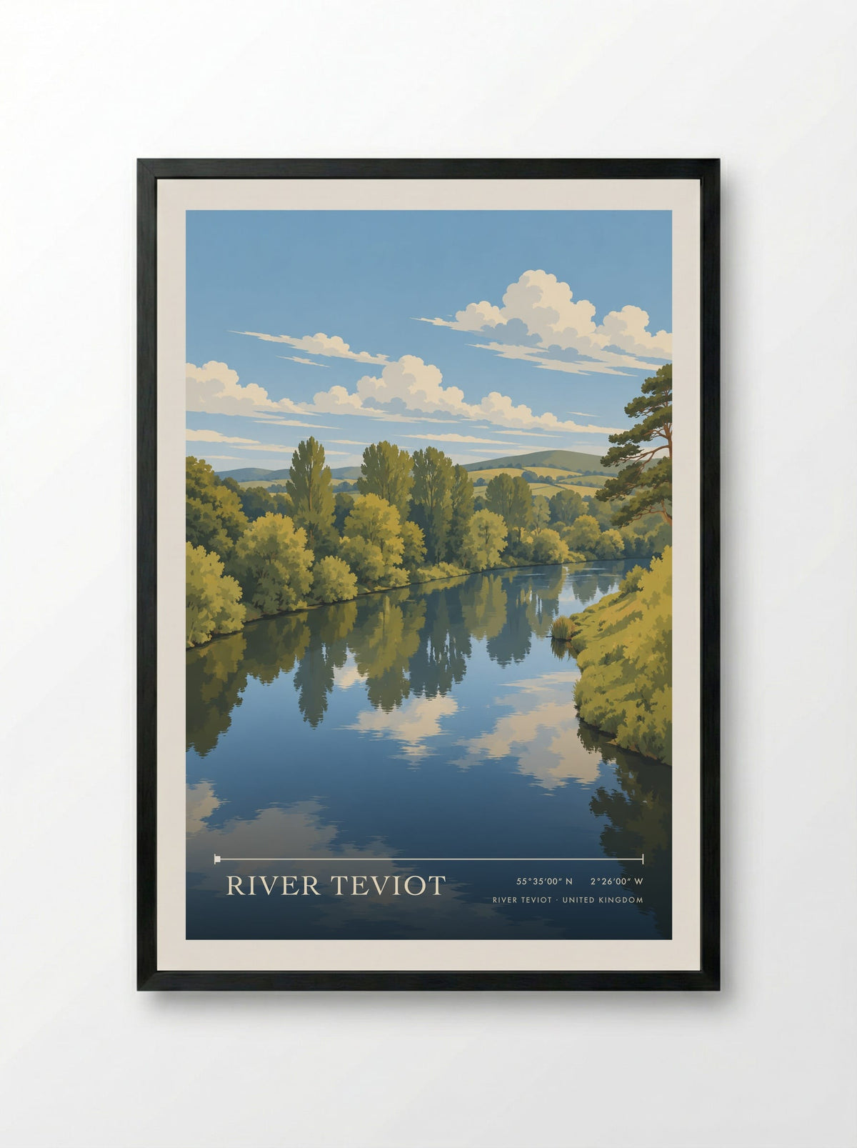 River Teviot | Travel Poster - Framed Print Black