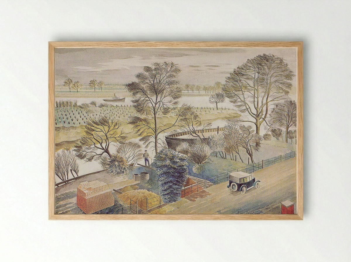 River Thames - Eric Ravilious - Framed Print Wood