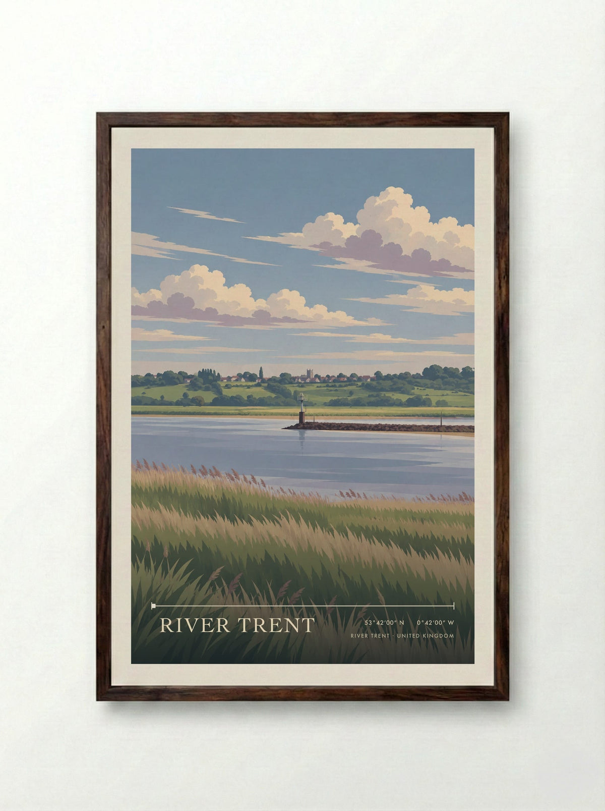 River Trent | Travel Poster - Framed Print Dark Wood