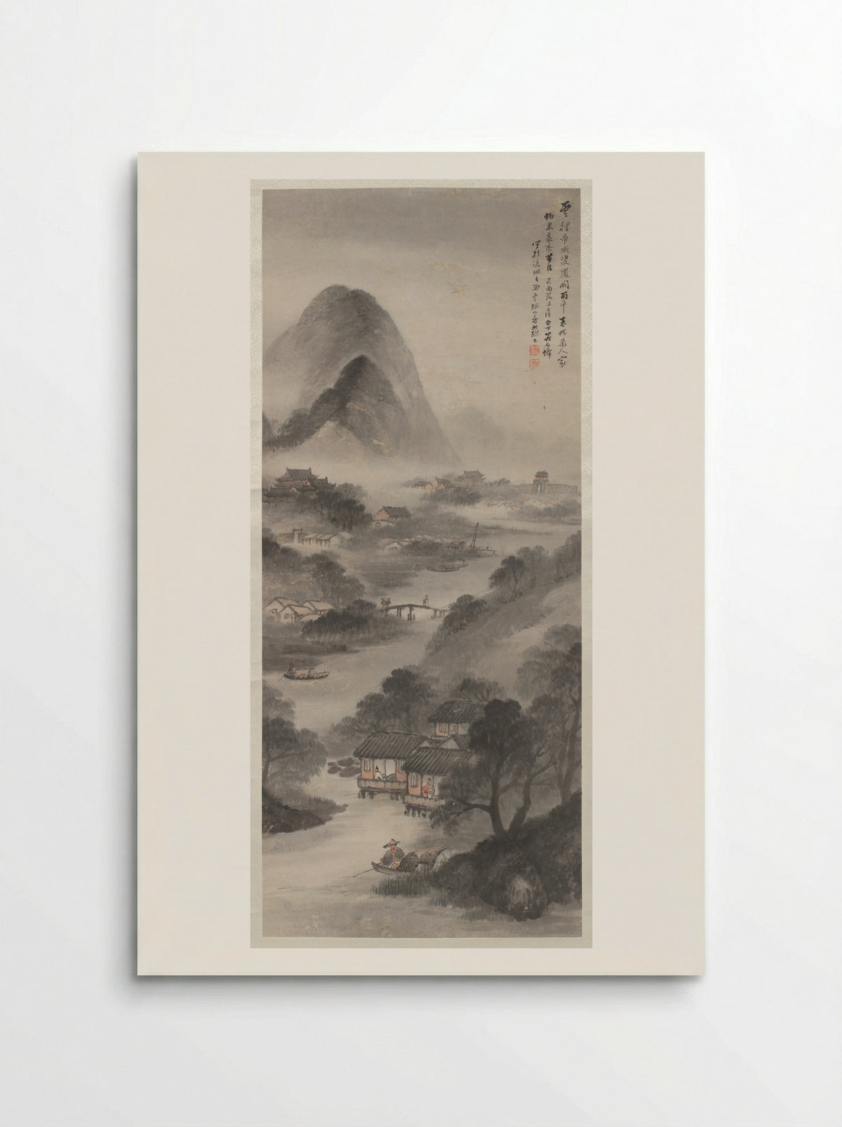 River Village in Mist - Wu Shixian - Poster