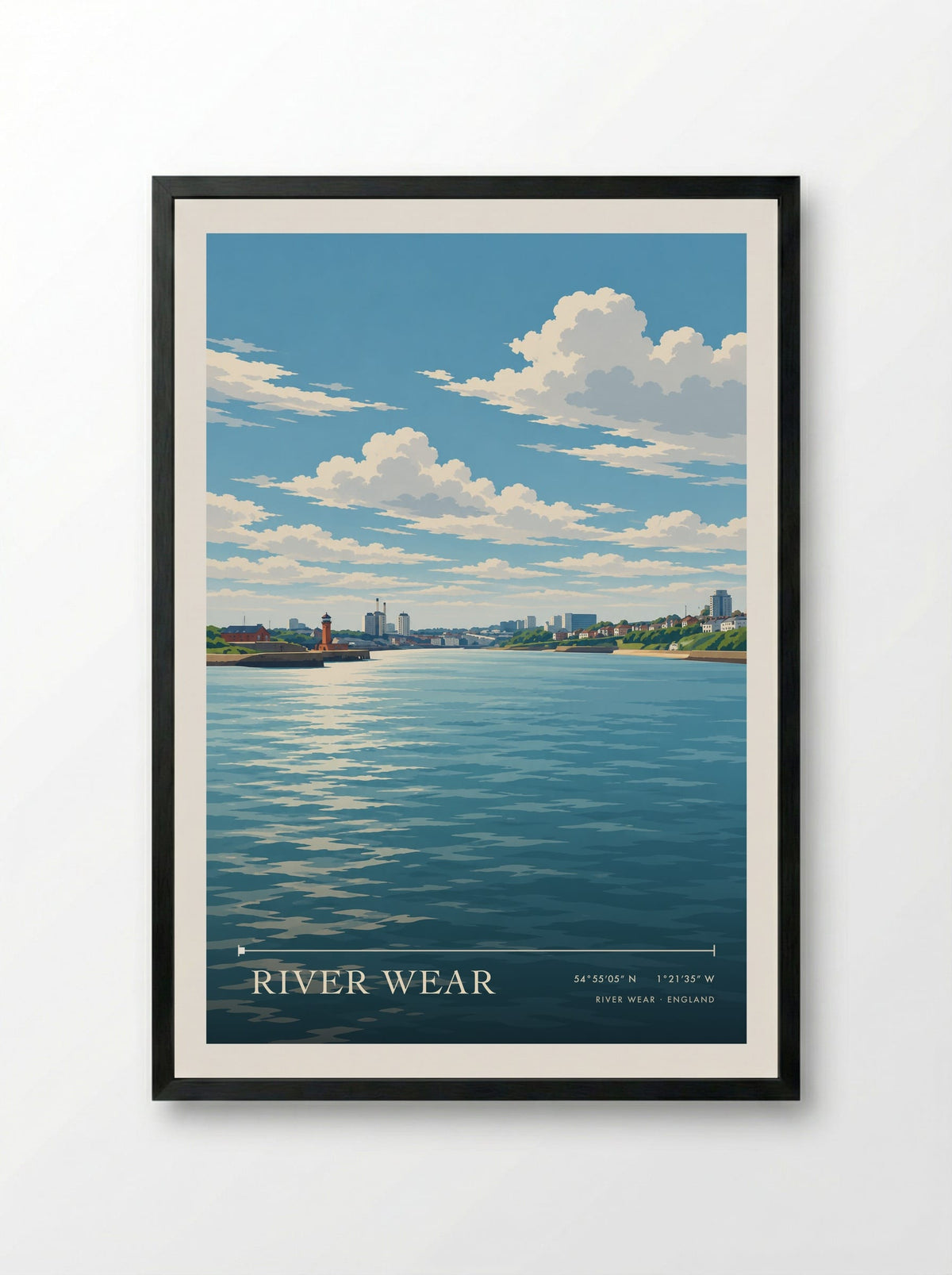 River Wear | Travel Poster - Framed Print Black