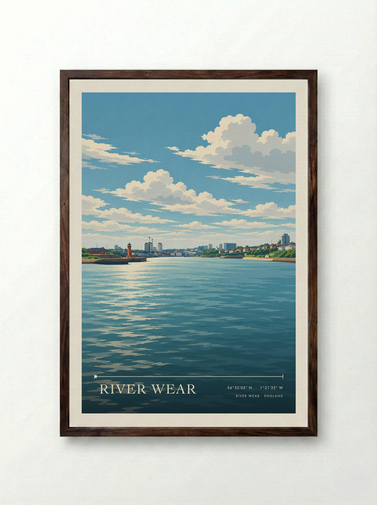 River Wear | Travel Poster - Framed Print Dark Wood