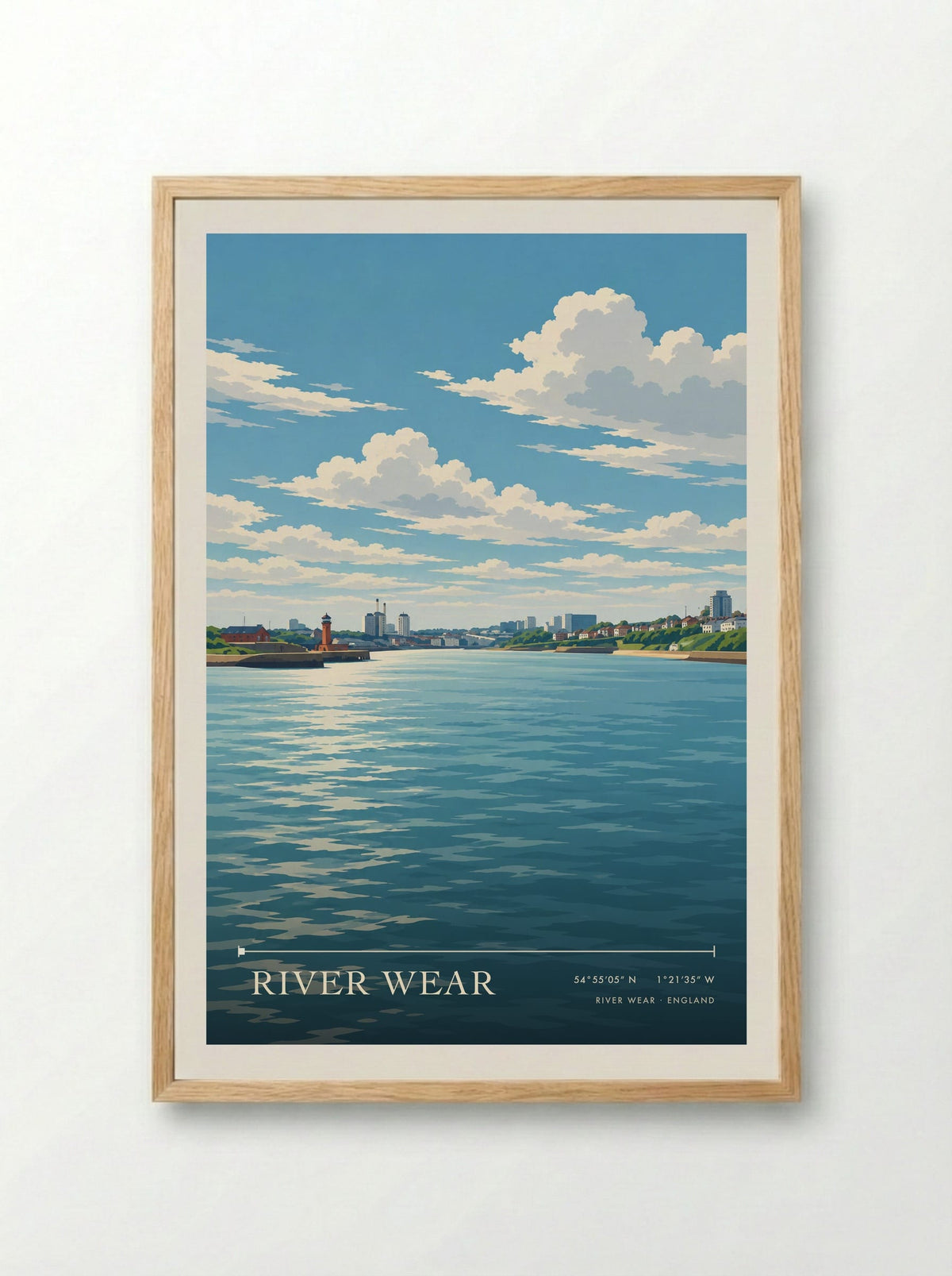 River Wear | Travel Poster - Framed Print Wood