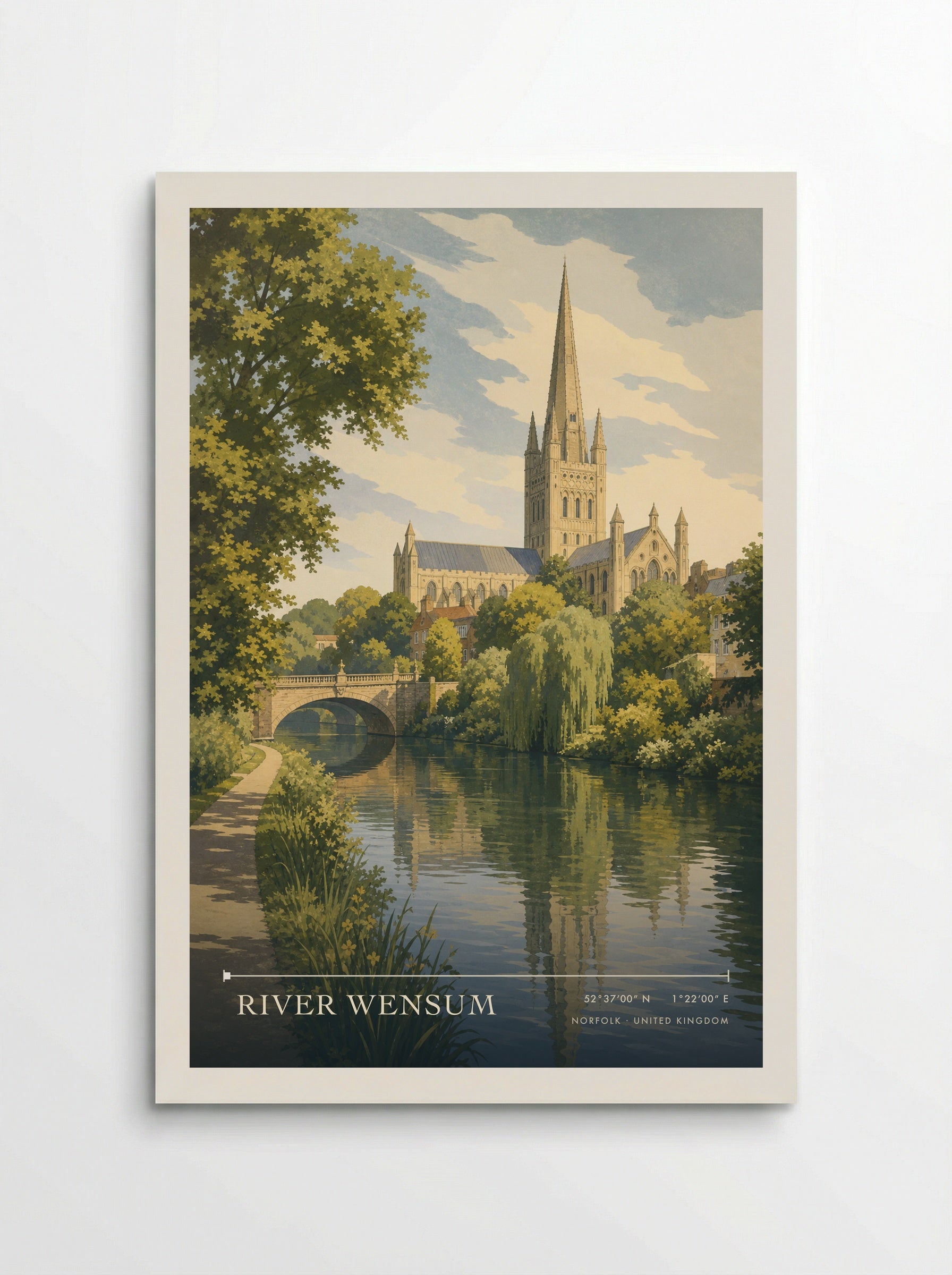 River Wensum Norfolk United Kingdom Travel Poster - Poster