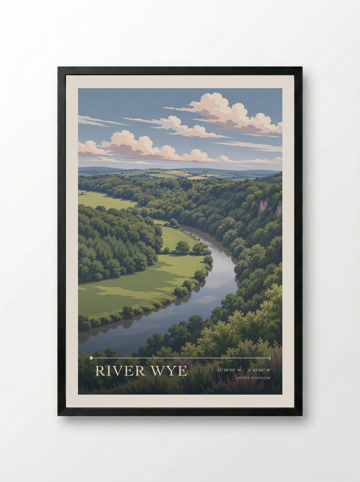 River Wye | Travel Poster - Framed Print Black