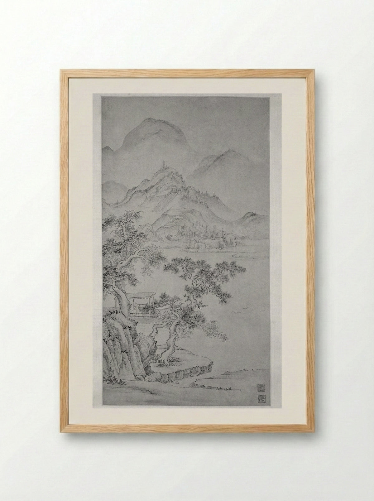 River and Mountain Landscape - Xiang Shengmo - Framed Print Wood