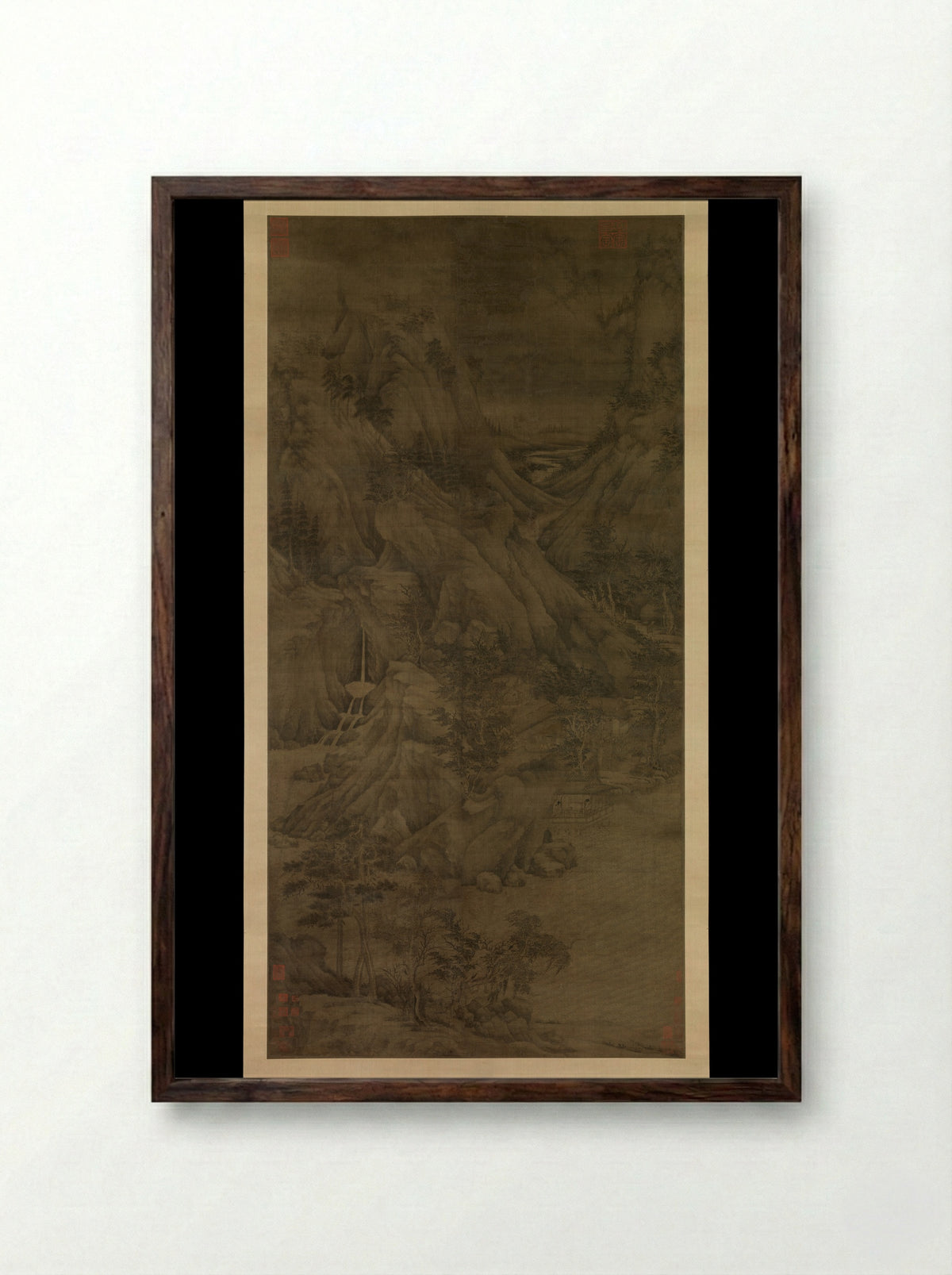 Riverbank - Dong Yuan - Framed Print Dark Wood