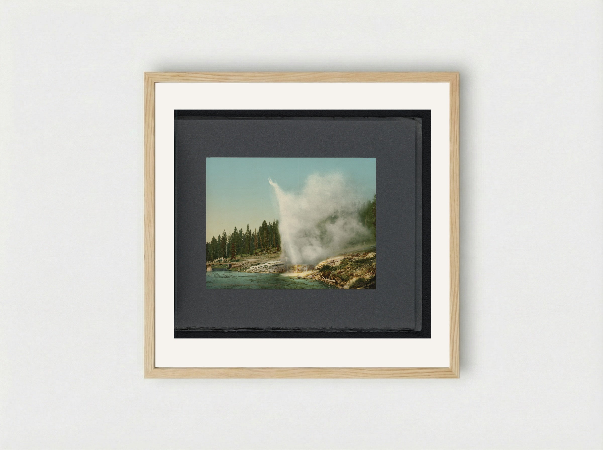 Riverside Geyser, Yellowstone National Park - William Henry Jackson - Framed Print Wood