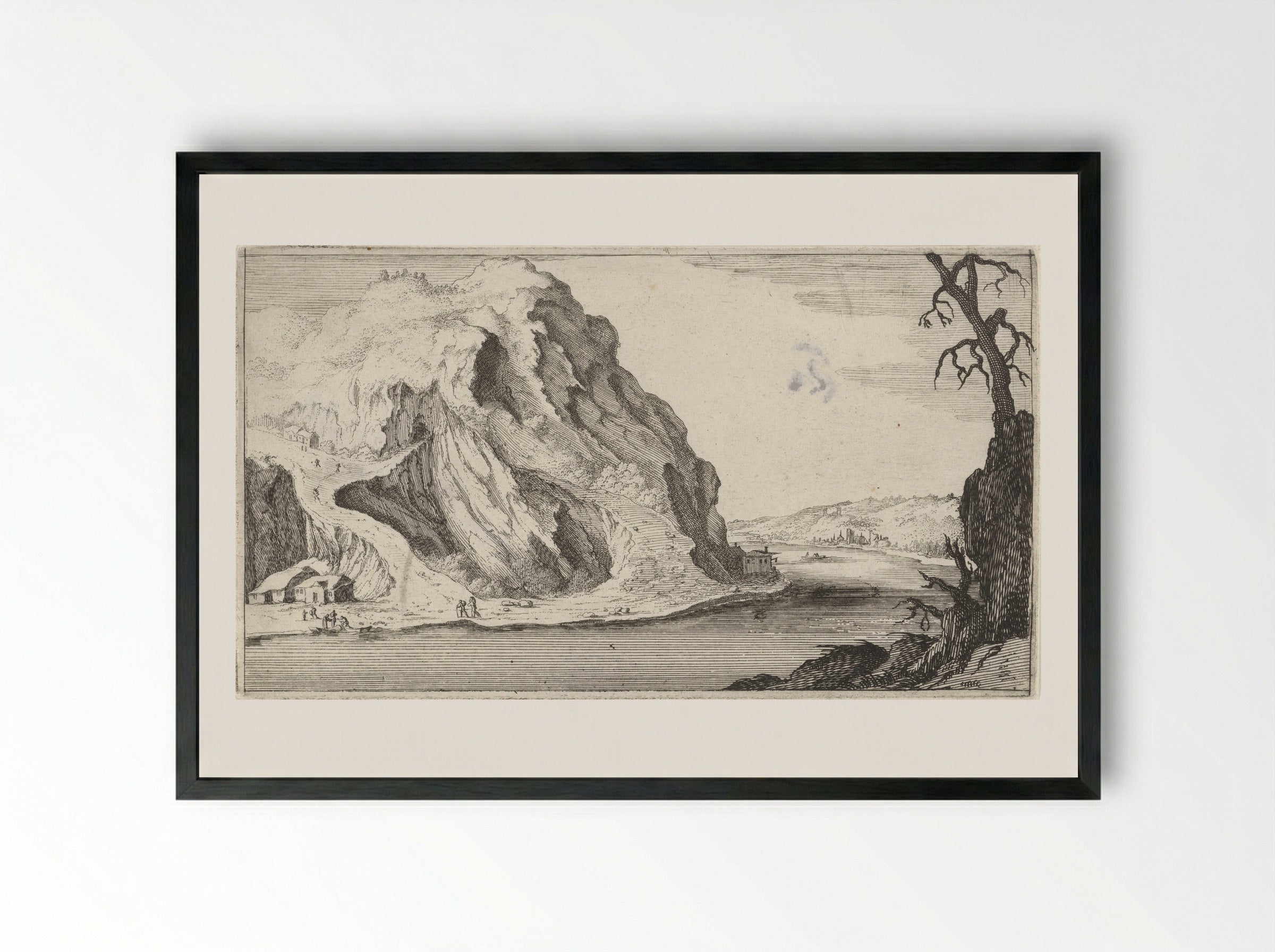 Rivier in de bergen - Gillis van Scheyndel (I) - Framed Print Black