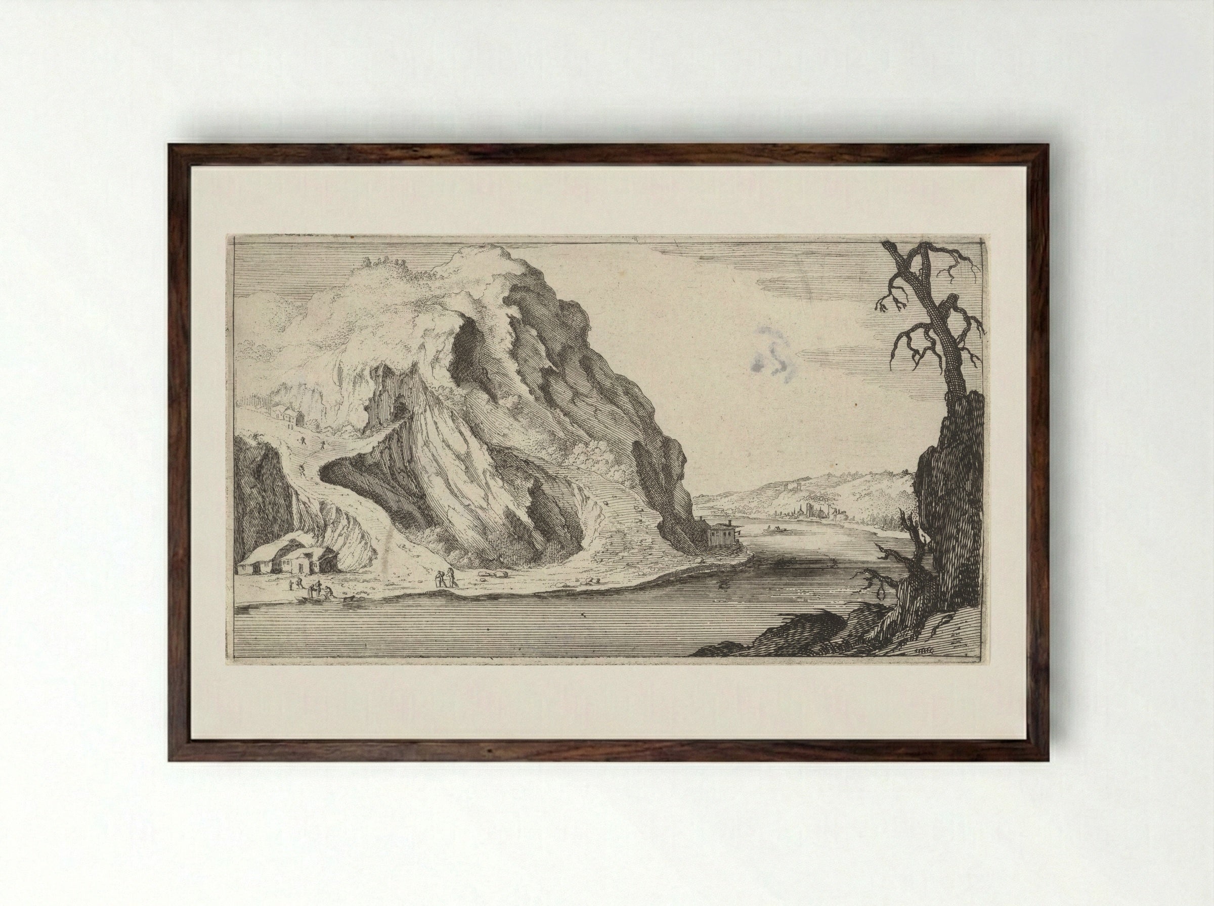 Rivier in de bergen - Gillis van Scheyndel (I) - Framed Print Dark Wood