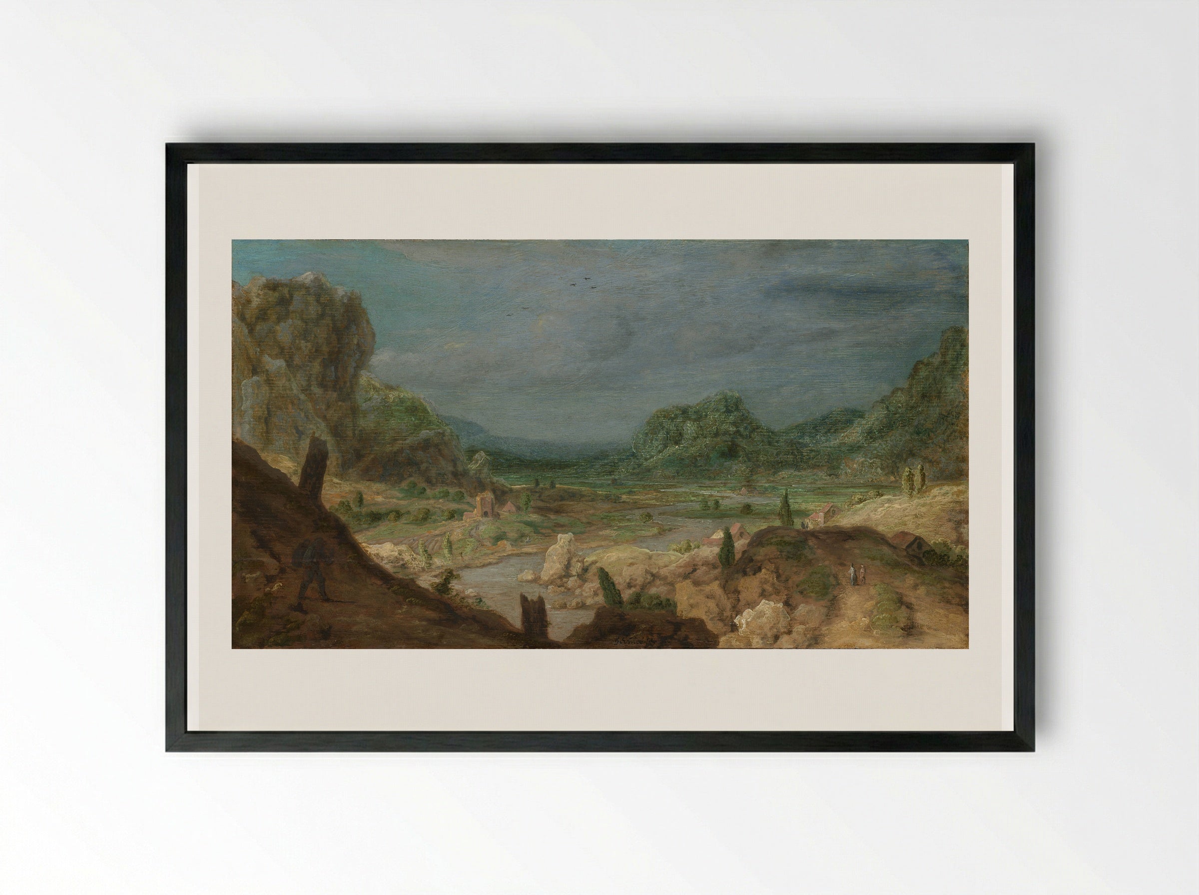 Rivierdal (River Valley) - Hercules Segers - Framed Print Black