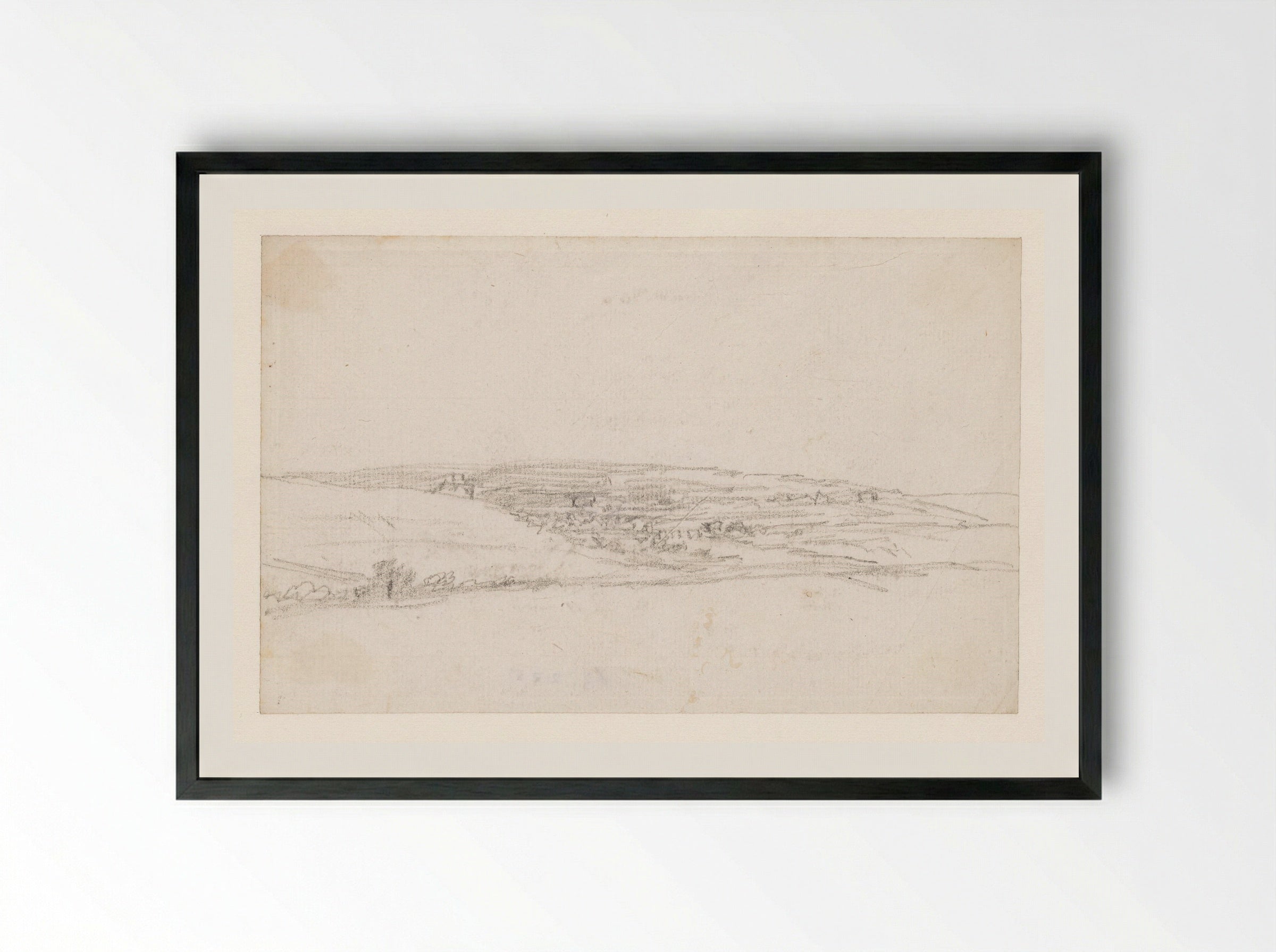 Rivierdal met brug - Georges Michel - Framed Print Black