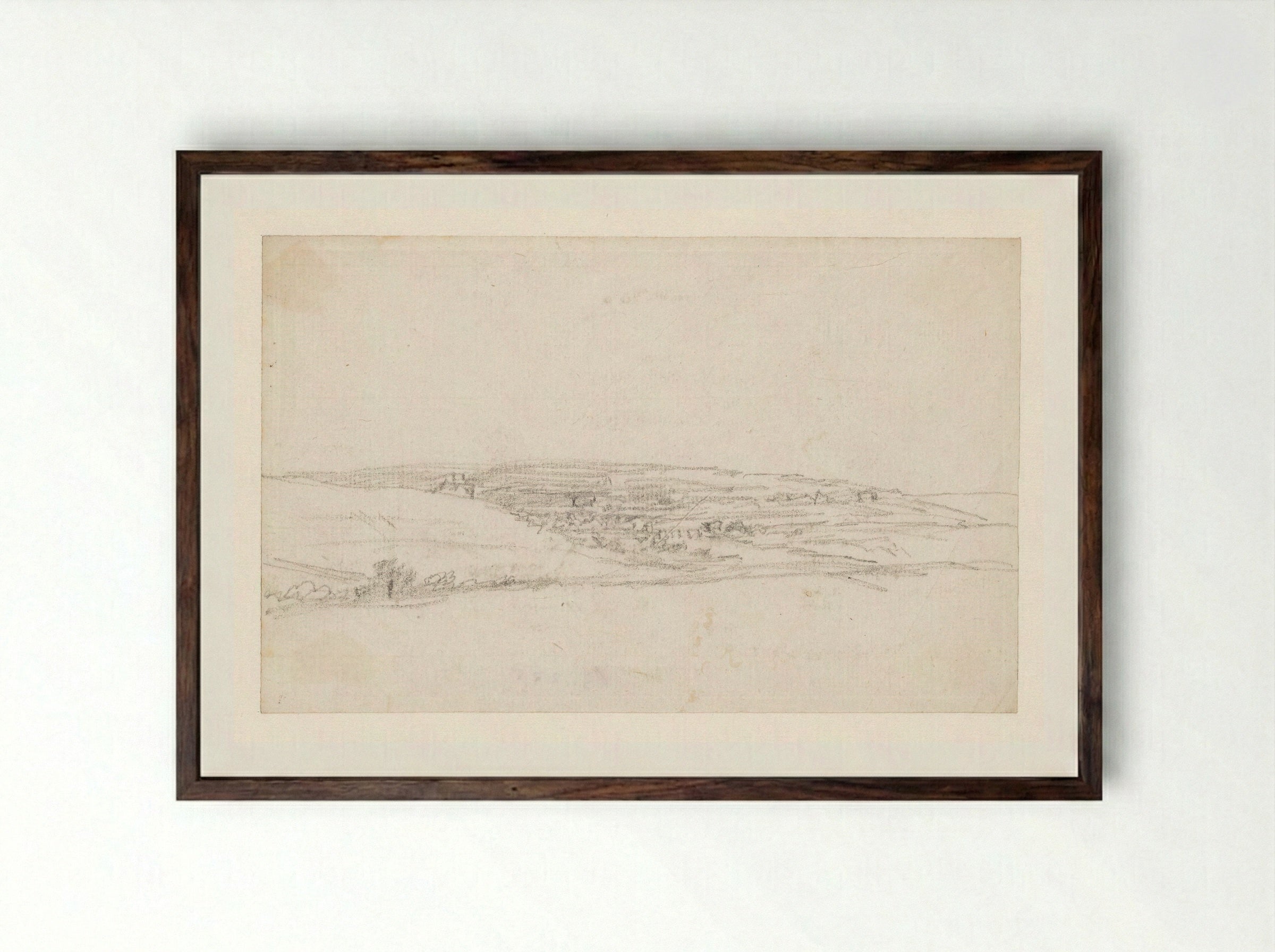 Rivierdal met brug - Georges Michel - Framed Print Dark Wood