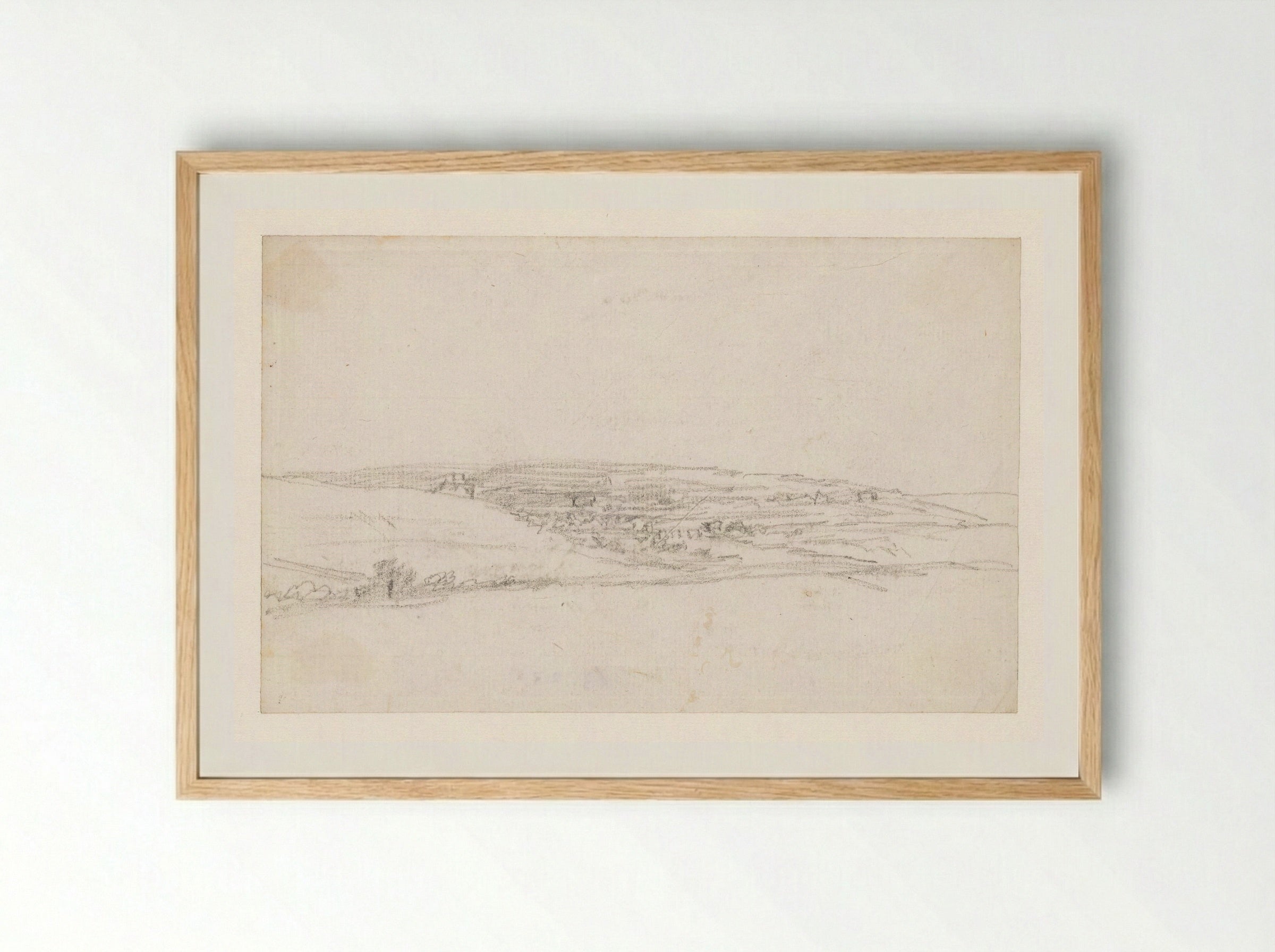 Rivierdal met brug - Georges Michel - Framed Print Wood