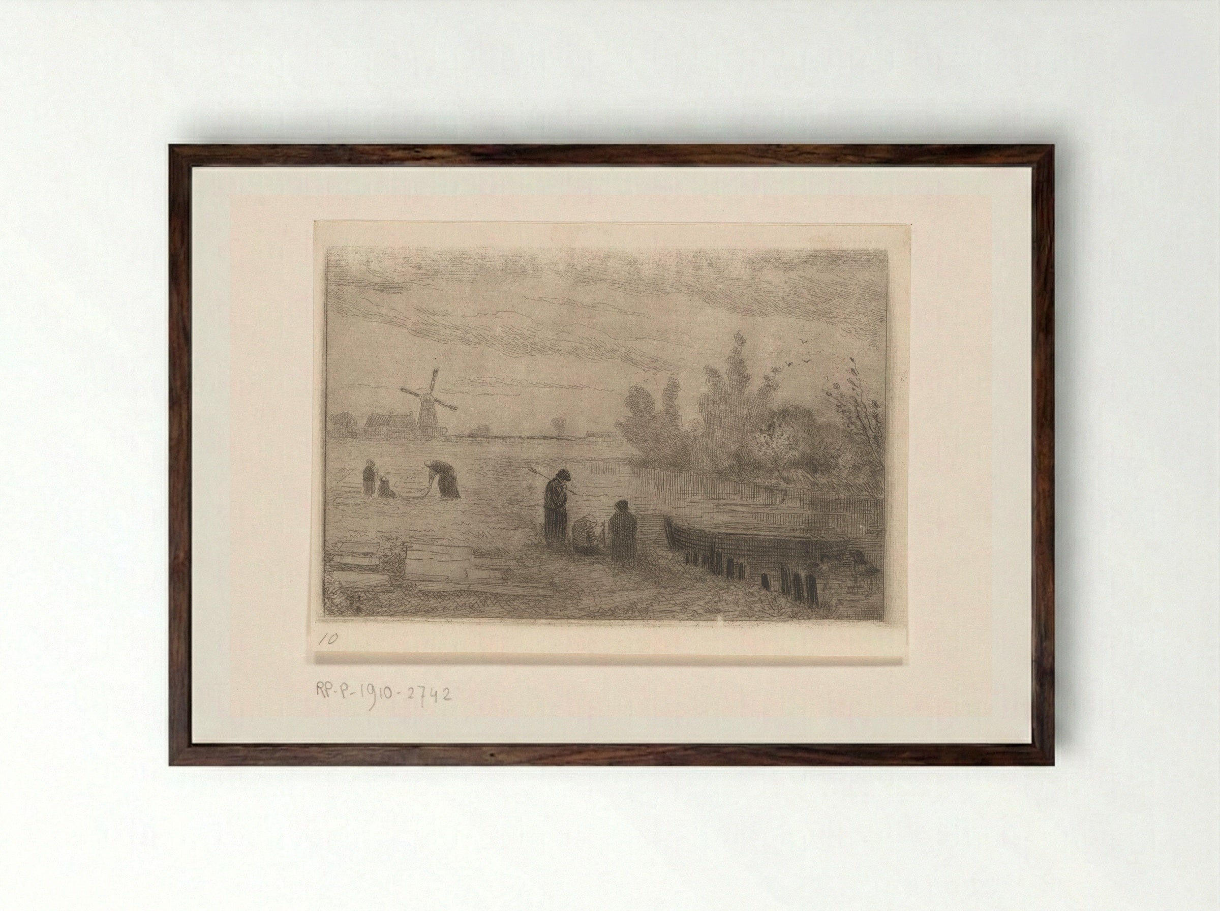 Riviergezicht bij Nordhorn - Carel Nicolaas Storm van 's-Gravesande - Framed Print Dark Wood