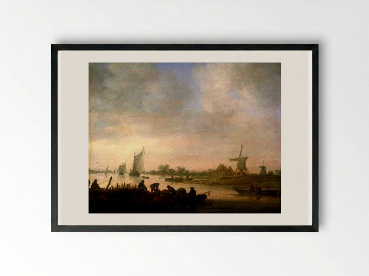 Riviergezicht - Jan van Goyen - Framed Print Black