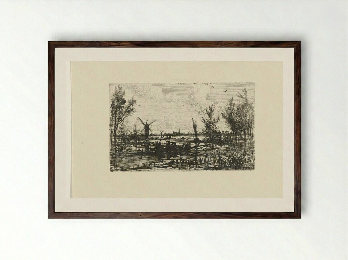 Riviergezicht - Joseph Hartogensis - Framed Print Dark Wood