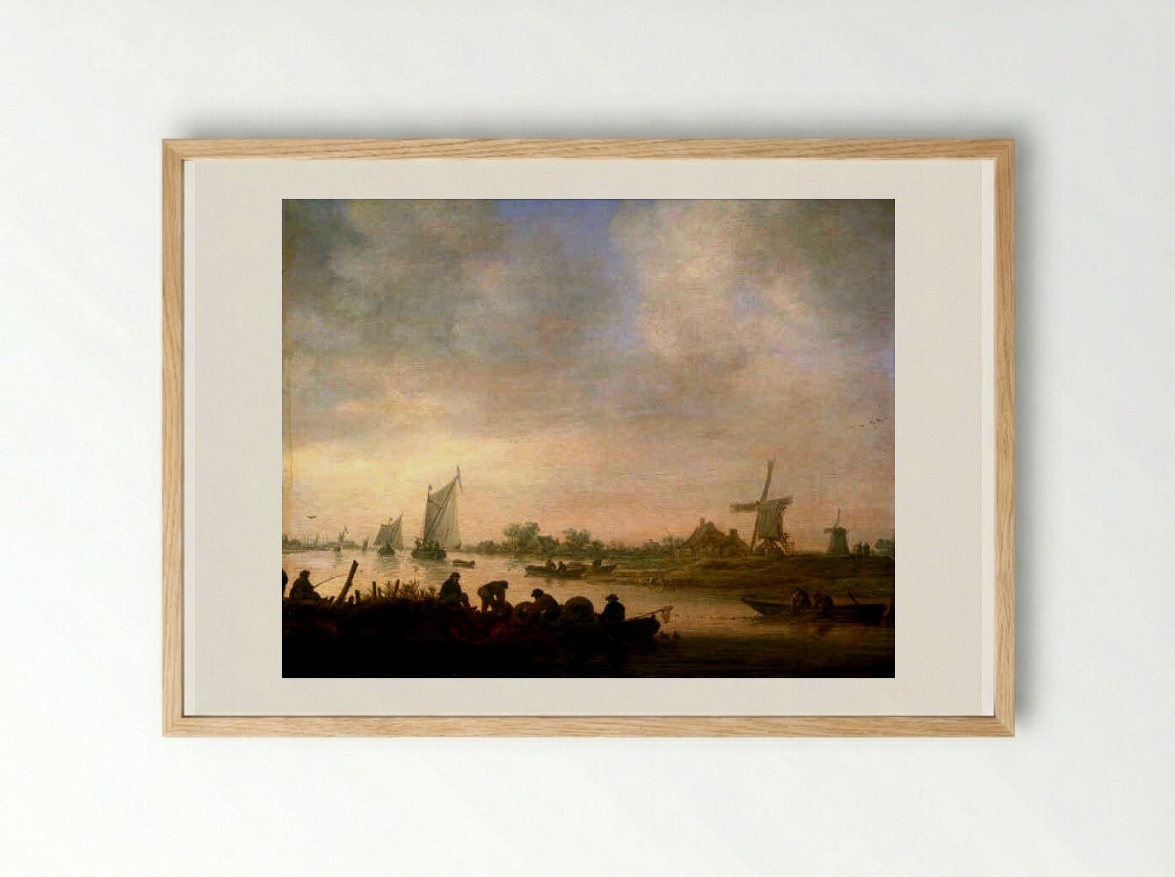 Riviergezicht - Jan van Goyen - Framed Print Wood