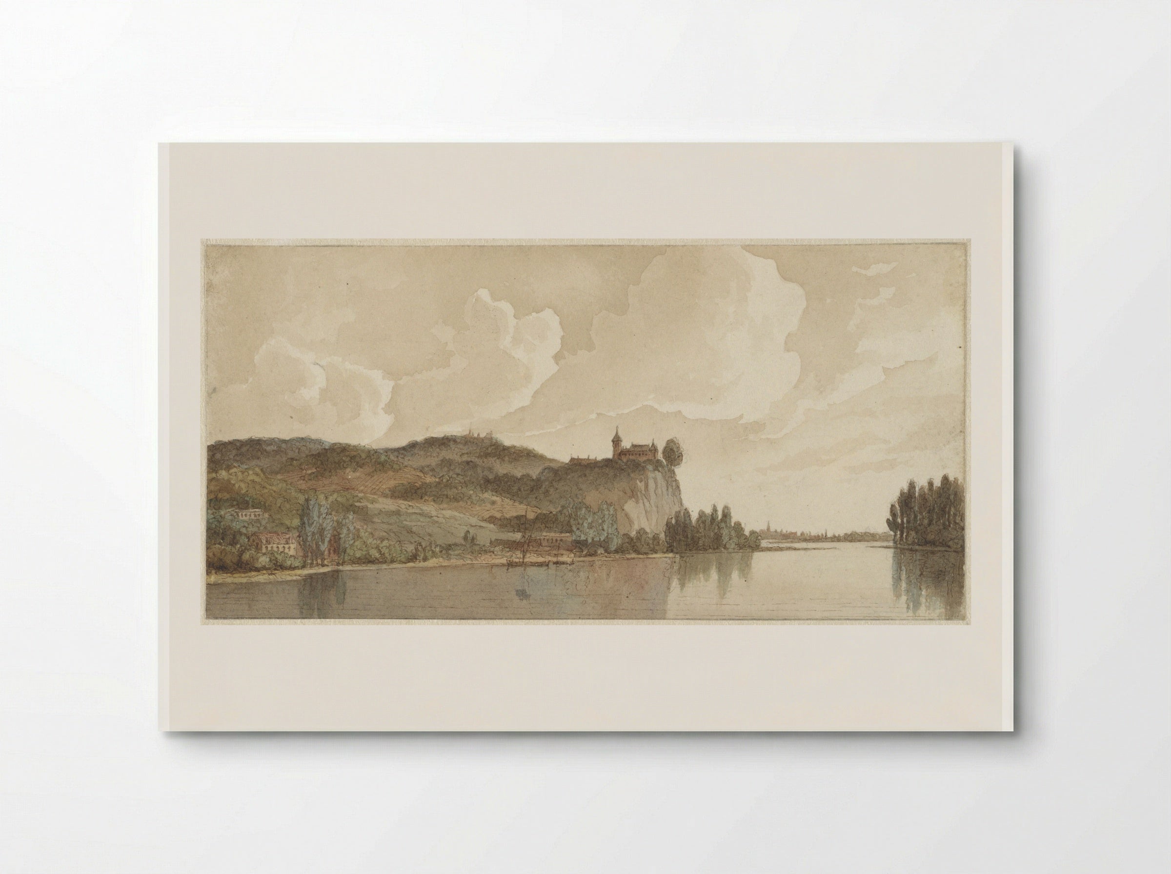 Rivierlandschap met Chokier aan de Maas - Hendrik Abraham Klinkhamer - Poster