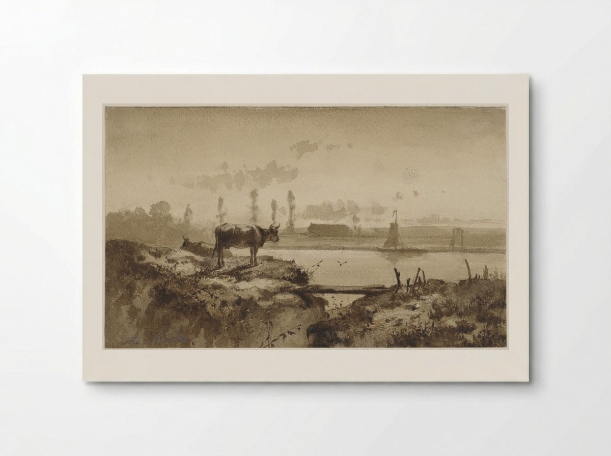 Rivierlandschap met koe - Johannes Hubertus Leonardus de Haas - Poster