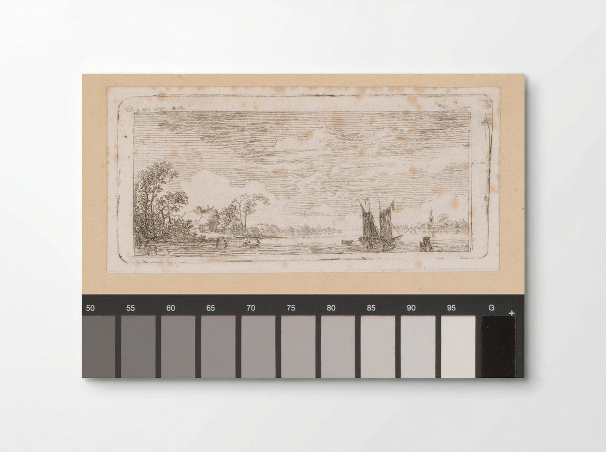 Rivierlandschap met schepen - Johann Friedrich Morgenstern - Poster