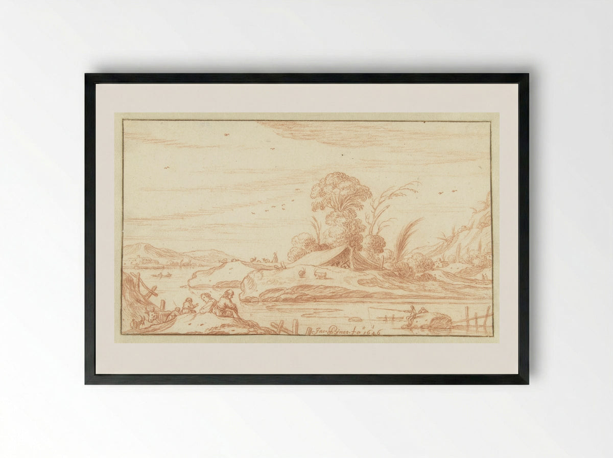 Rivierlandschap - Jacob Symonsz Pynas - Framed Print Black