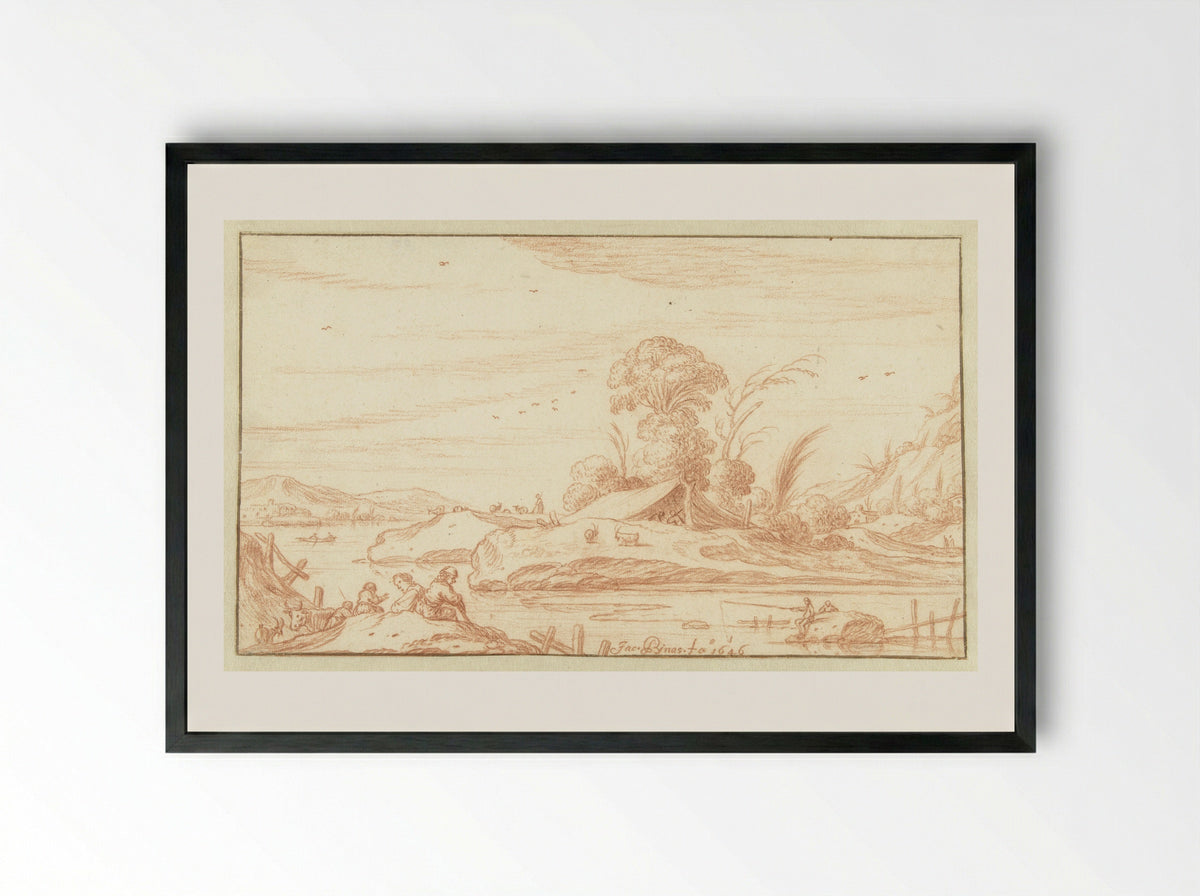 Rivierlandschap - Jacob Symonsz Pynas - Framed Print Black
