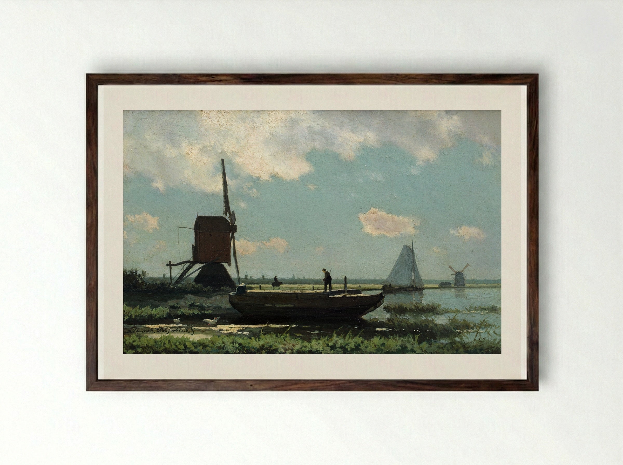 Rivierlandschap - Jan Hendrik Weissenbruch - Framed Print Dark Wood