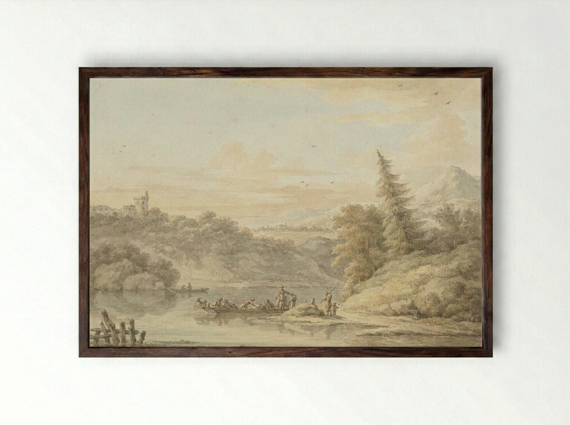 Rivierlandschap - Cornelis Buys - Framed Print Dark Wood