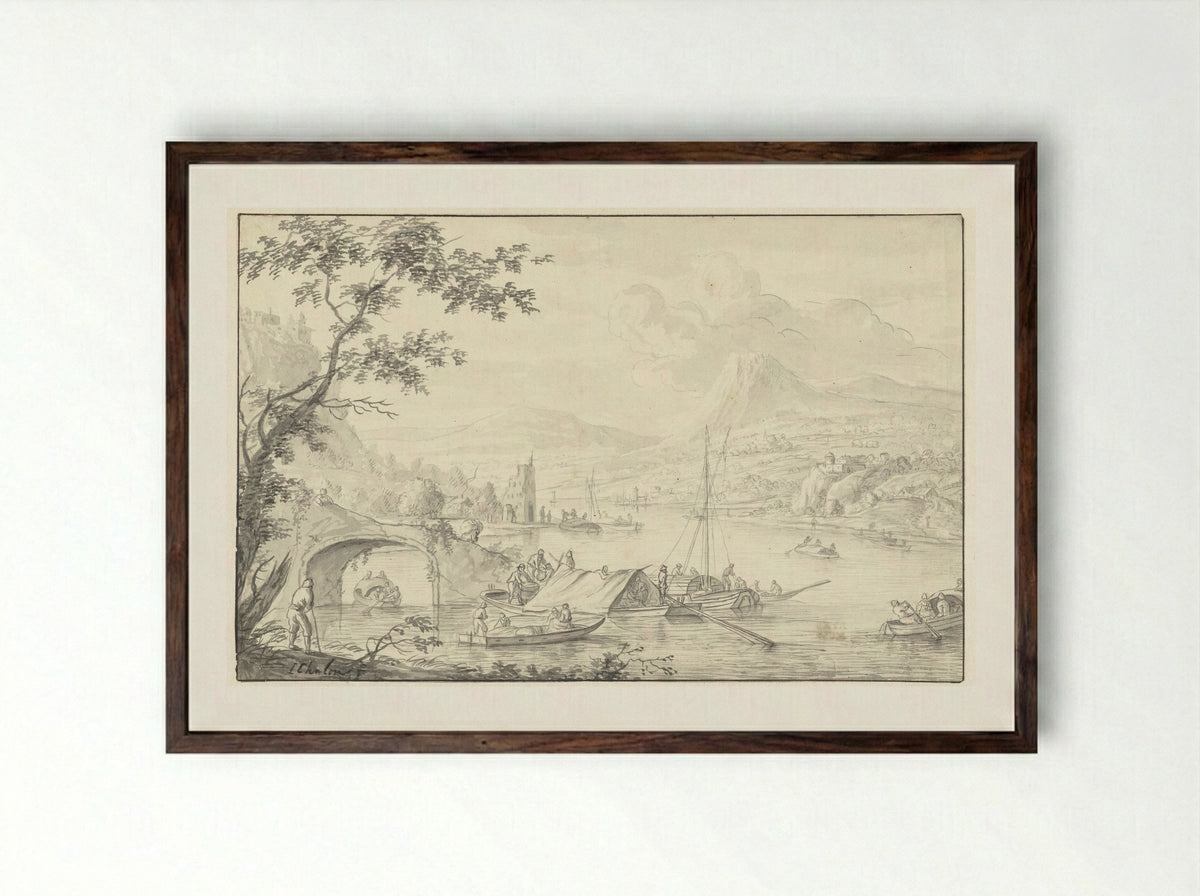 Rivierlandschap - Louis Chalon - Framed Print Dark Wood
