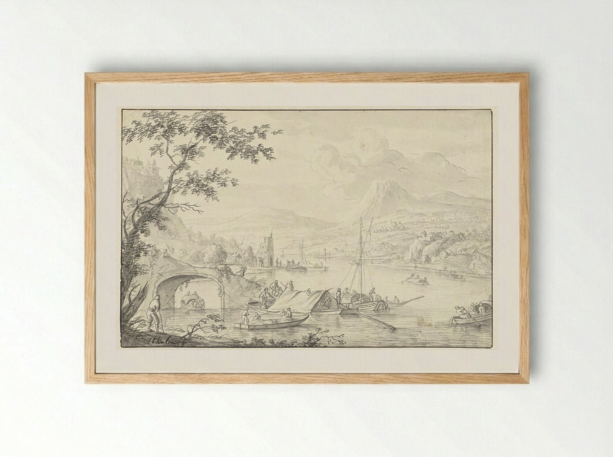 Rivierlandschap - Louis Chalon - Framed Print Wood