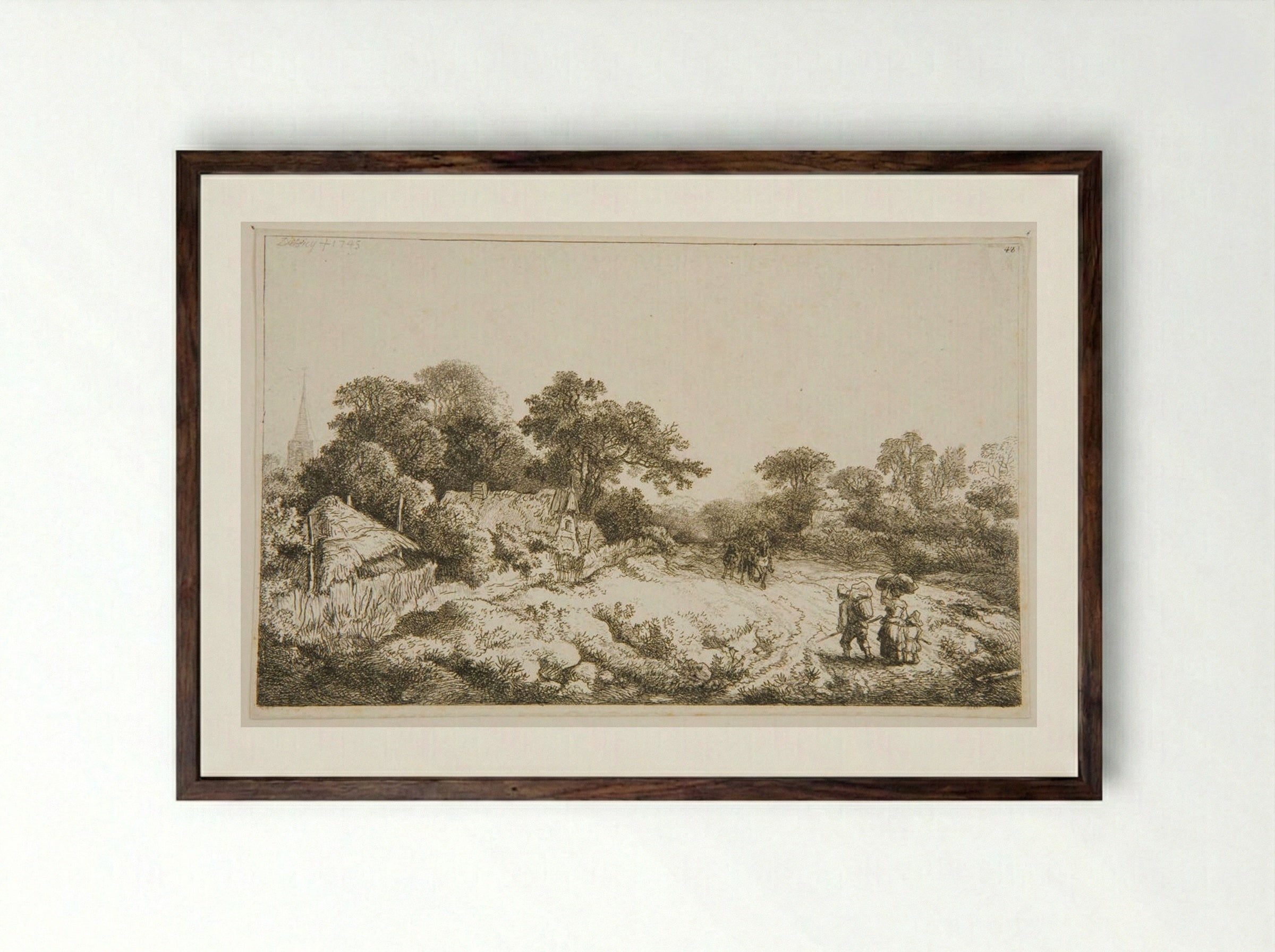 Road Behind the Village - Christian Wilhelm Ernst Dietrich - Framed Print Dark Wood