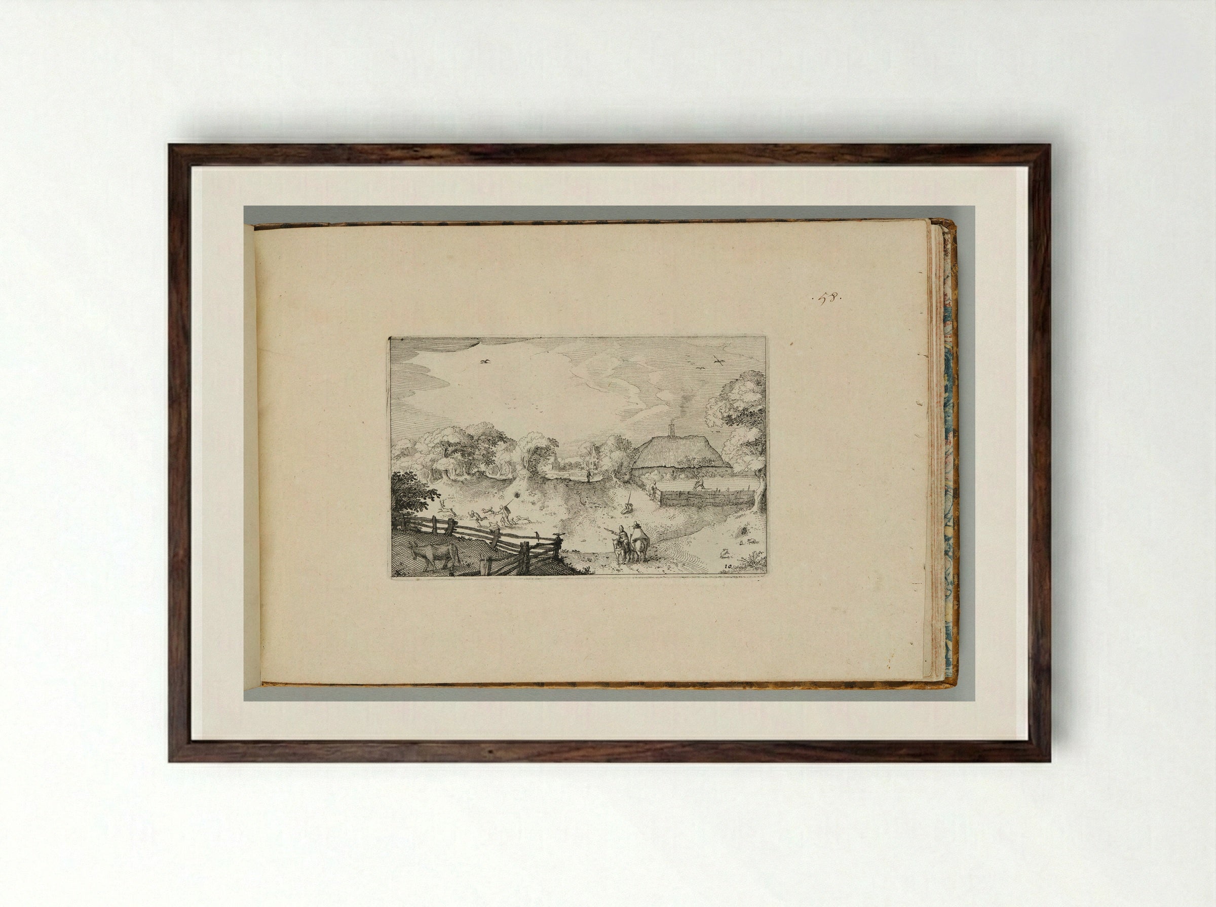 Road Near the Dunes - Claes Jansz. Visscher - Framed Print Dark Wood