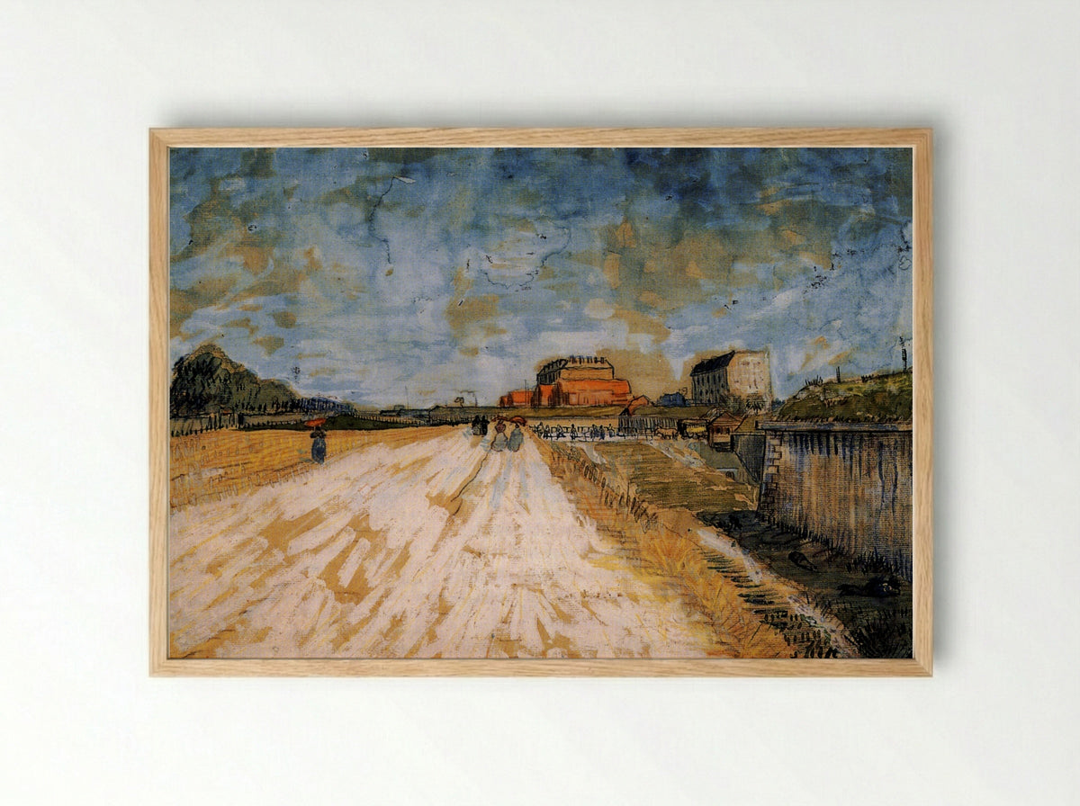 Road Running Beside the Paris Ramparts - Vincent van Gogh - Framed Print Wood