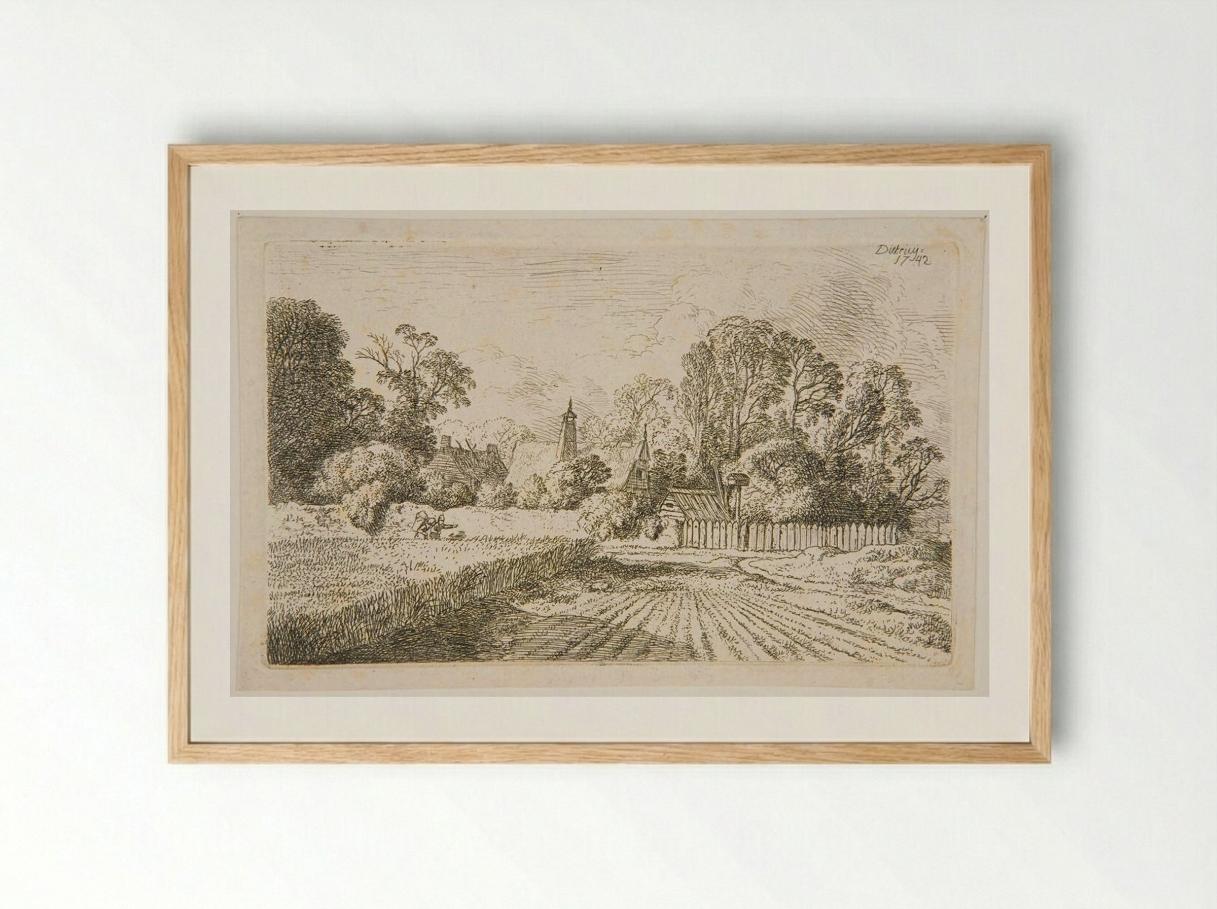 Road by a Cornfield - Christian Wilhelm Ernst Dietrich - Framed Print Wood