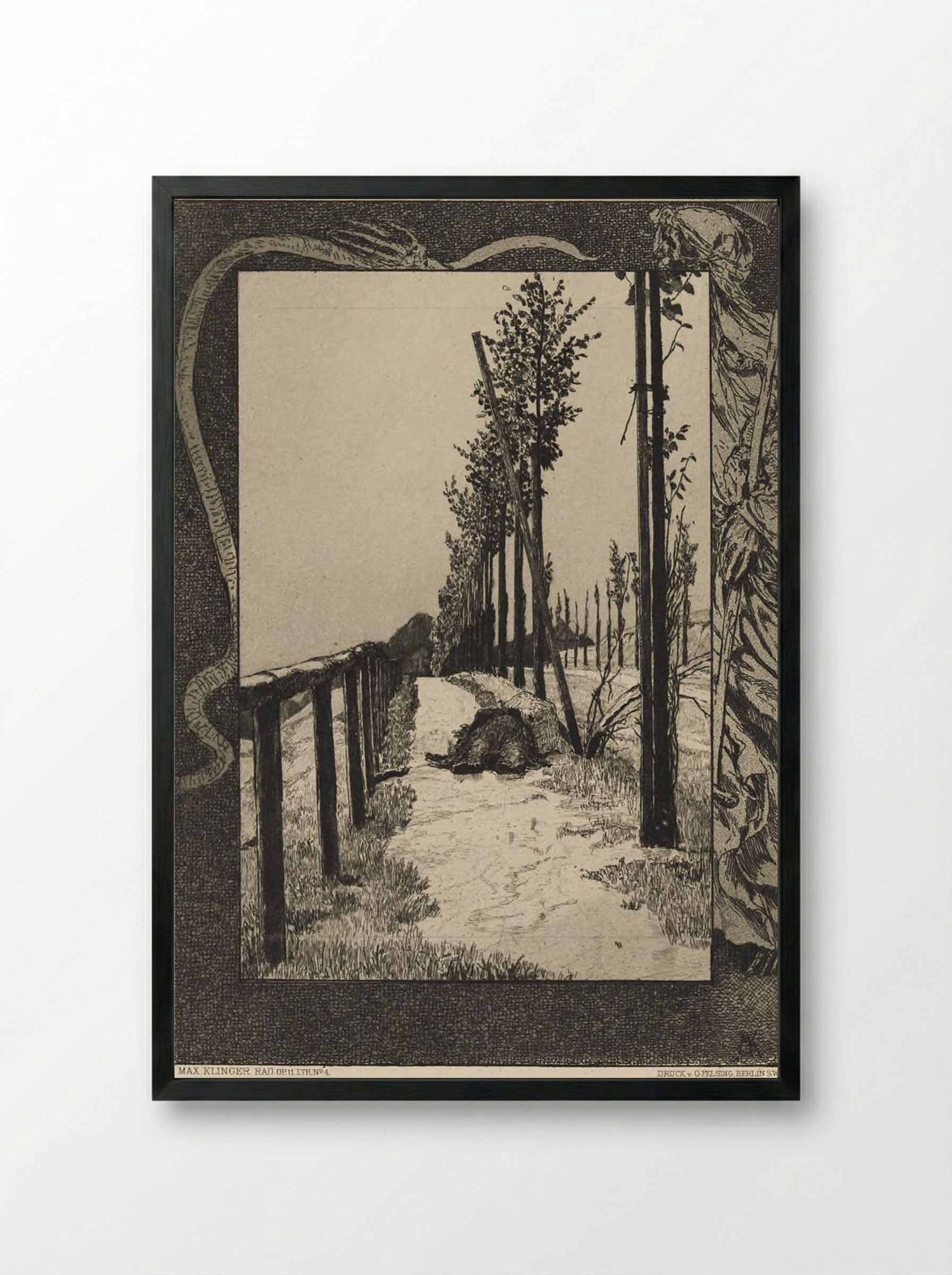 Road, from the portfolio On Death, Part One, Opus XI - Max Klinger - Framed Print Black