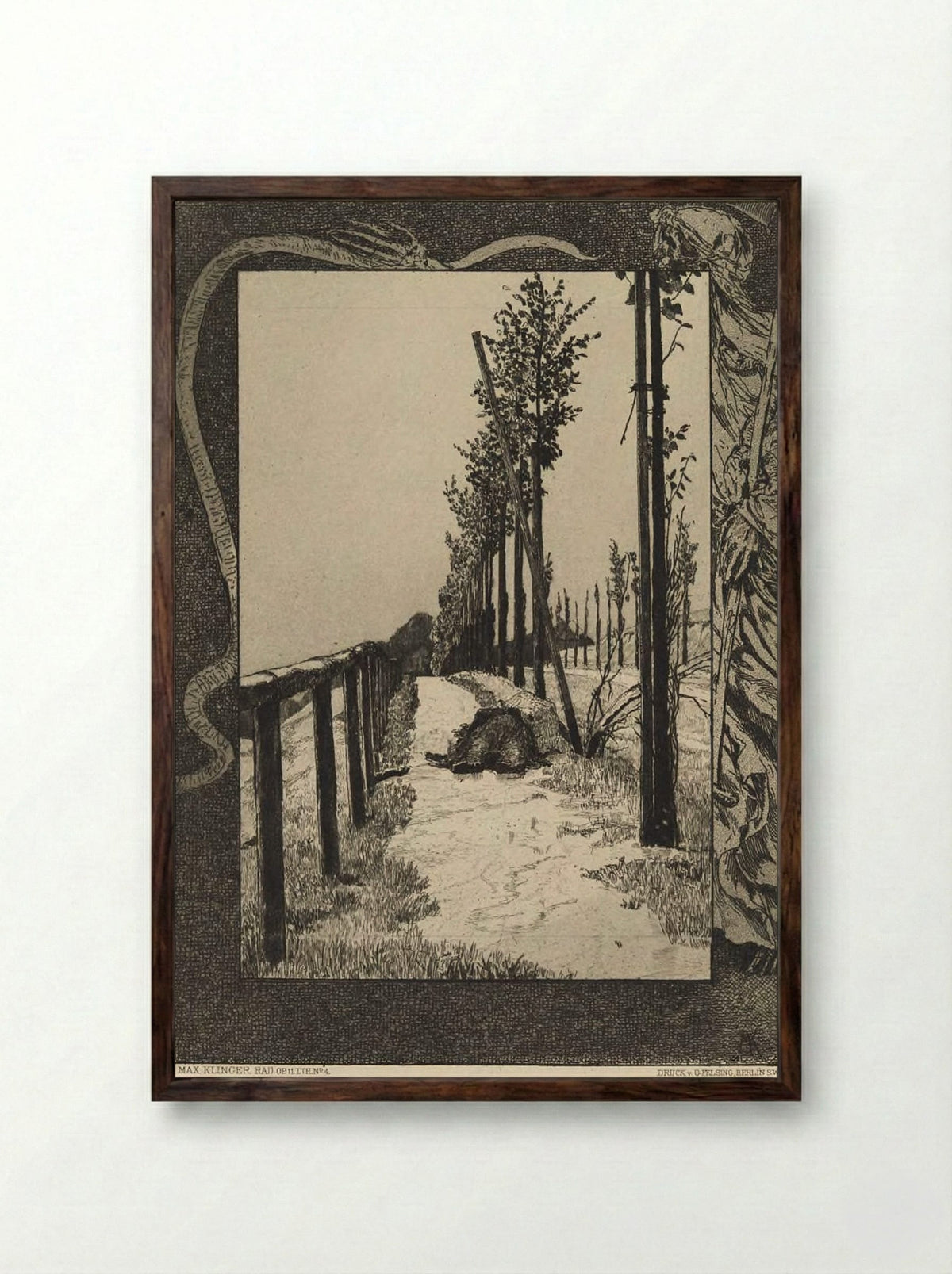 Road, from the portfolio On Death, Part One, Opus XI - Max Klinger - Framed Print Dark Wood