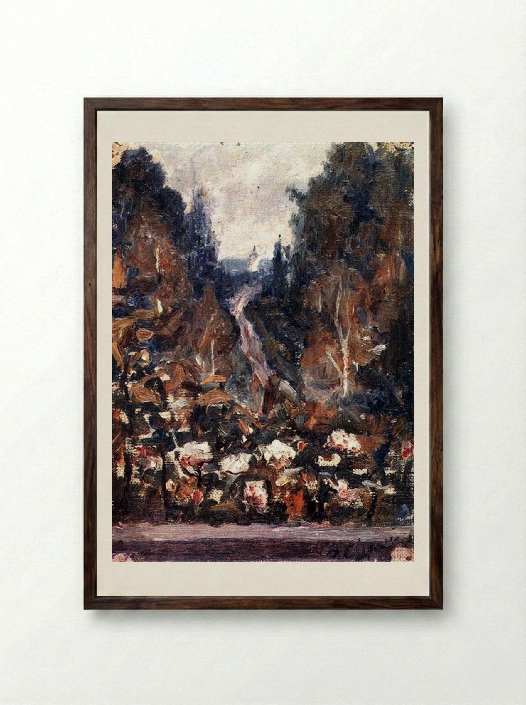 Road in Khotkovo - Vasily Surikov - Framed Print Dark Wood
