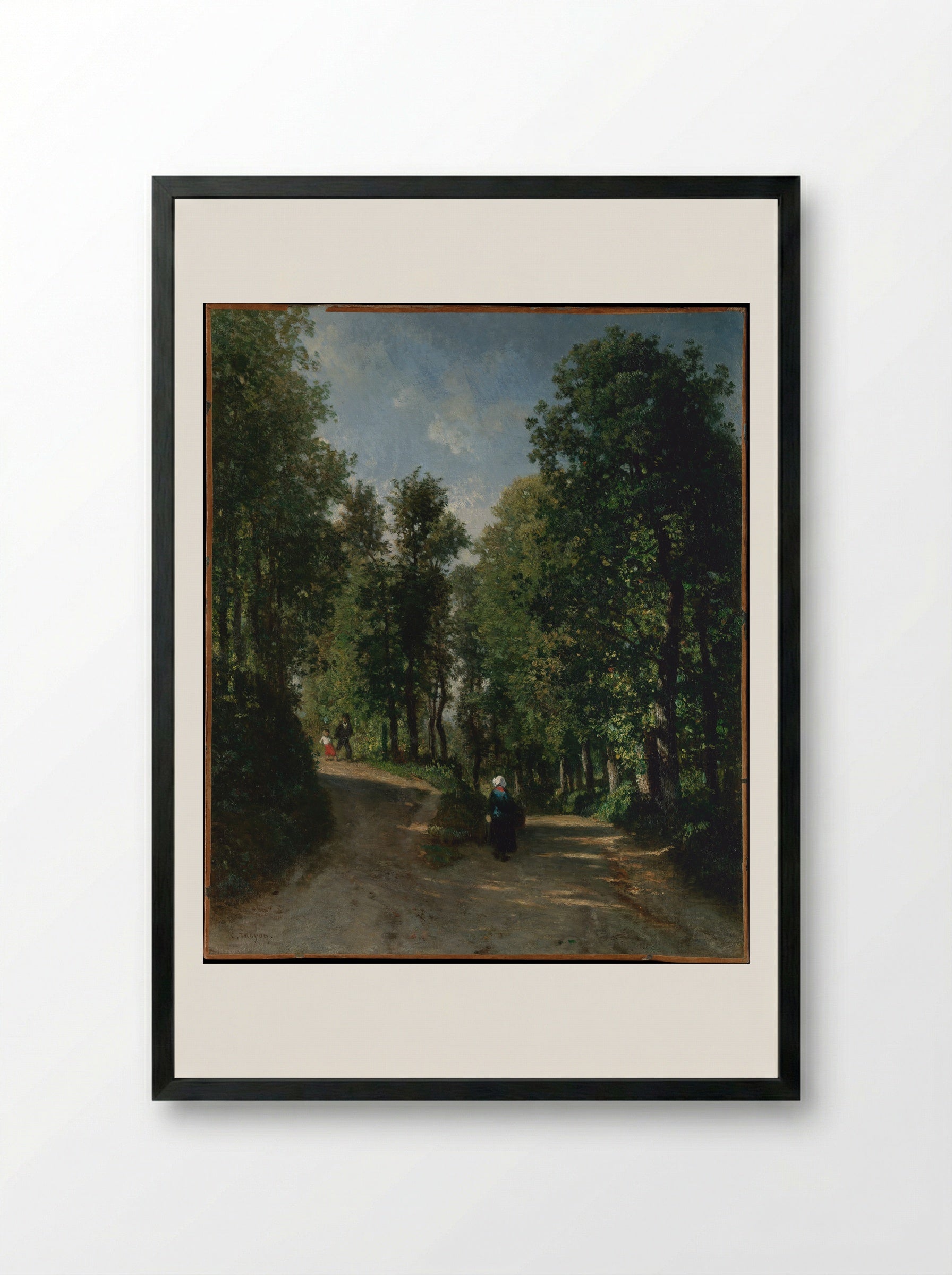 Road in the Woods - Constant Troyon - Framed Print Black