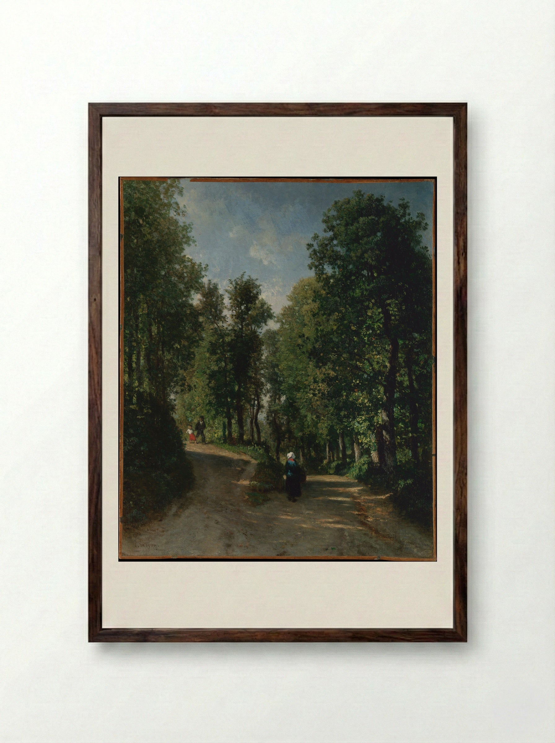 Road in the Woods - Constant Troyon - Framed Print Dark Wood