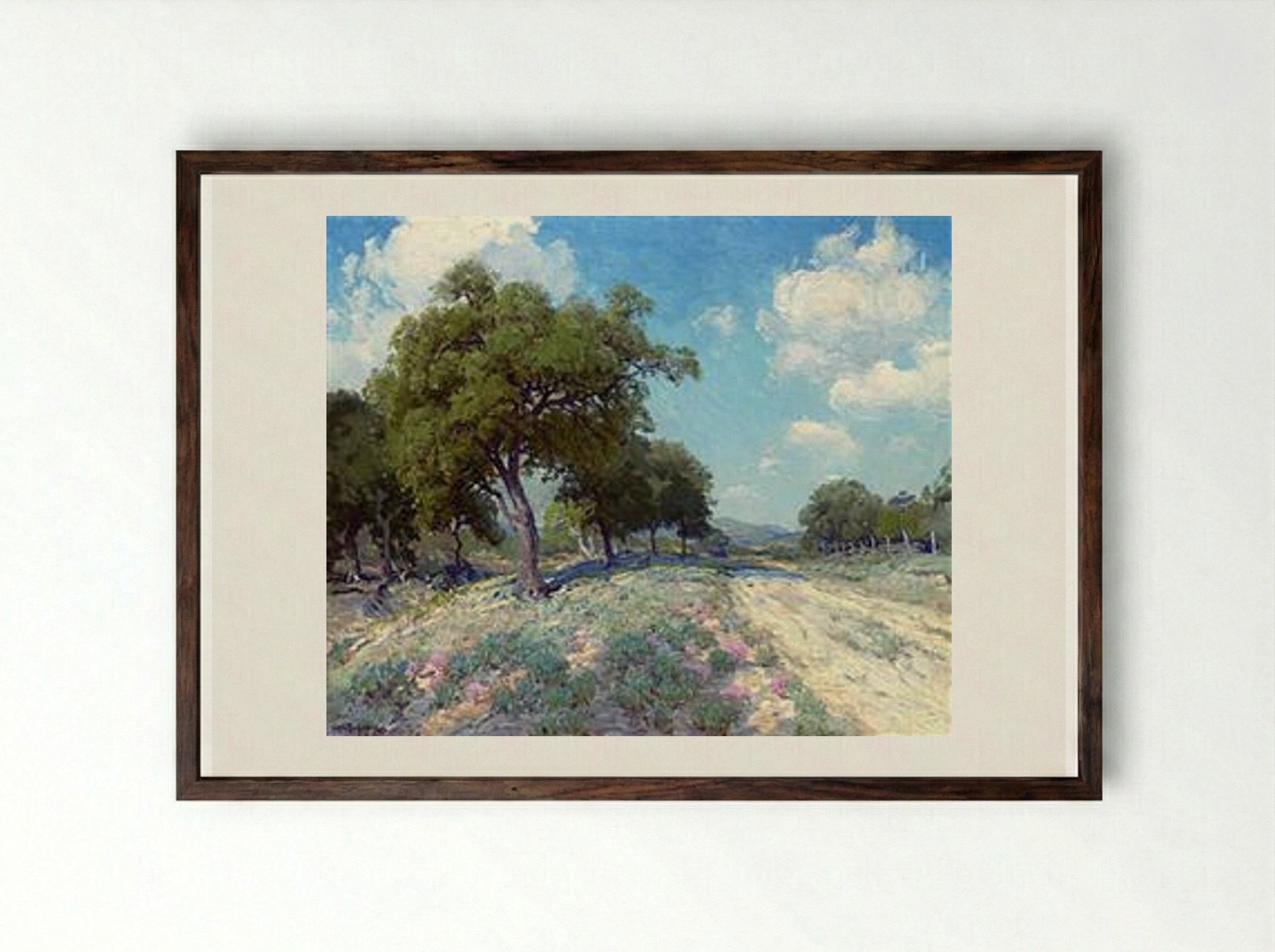 Road through the Trees - Robert Julian Onderdonk - Framed Print Dark Wood