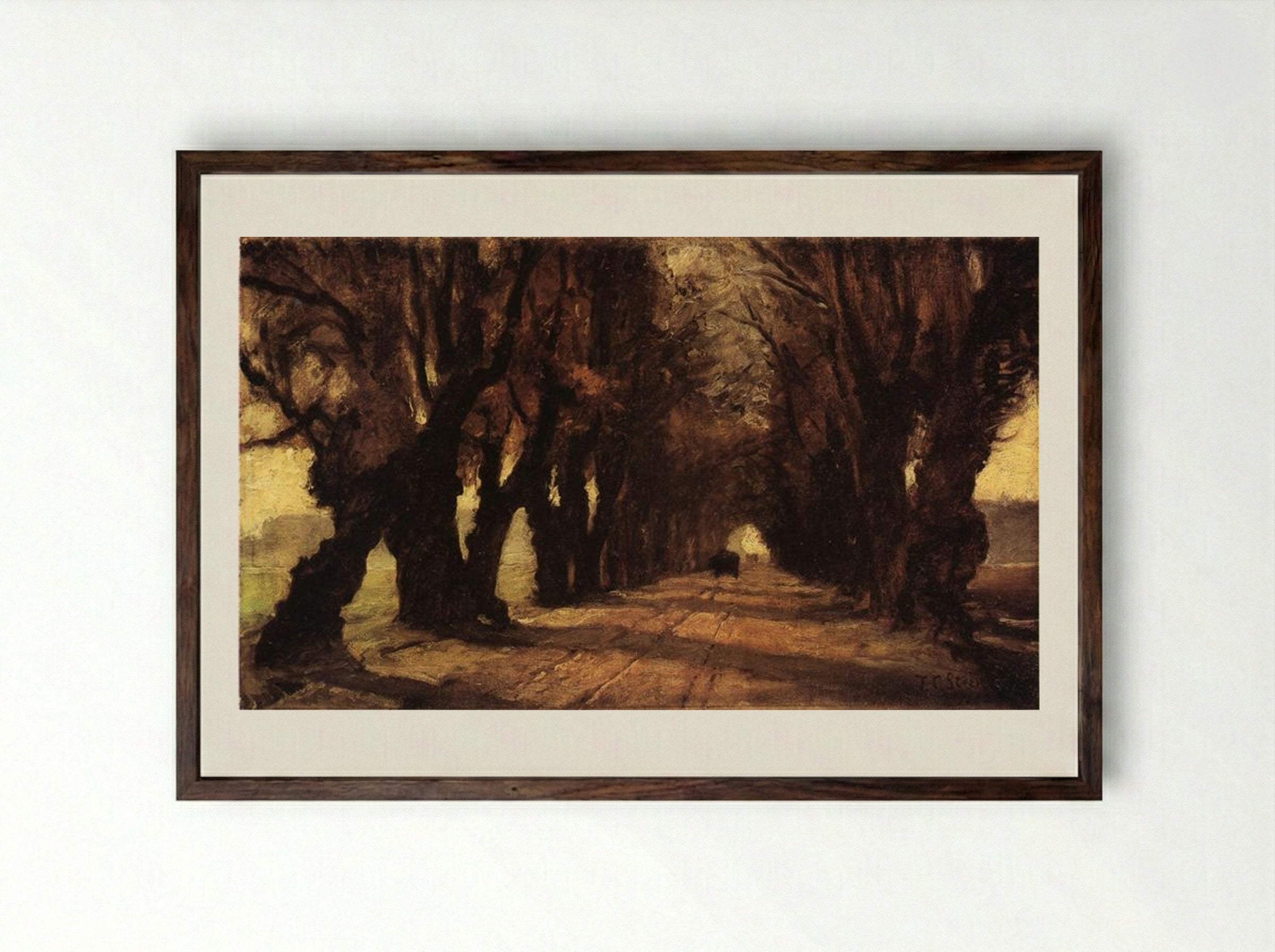 Road to Schleissheim - T. C. Steele - Framed Print Dark Wood