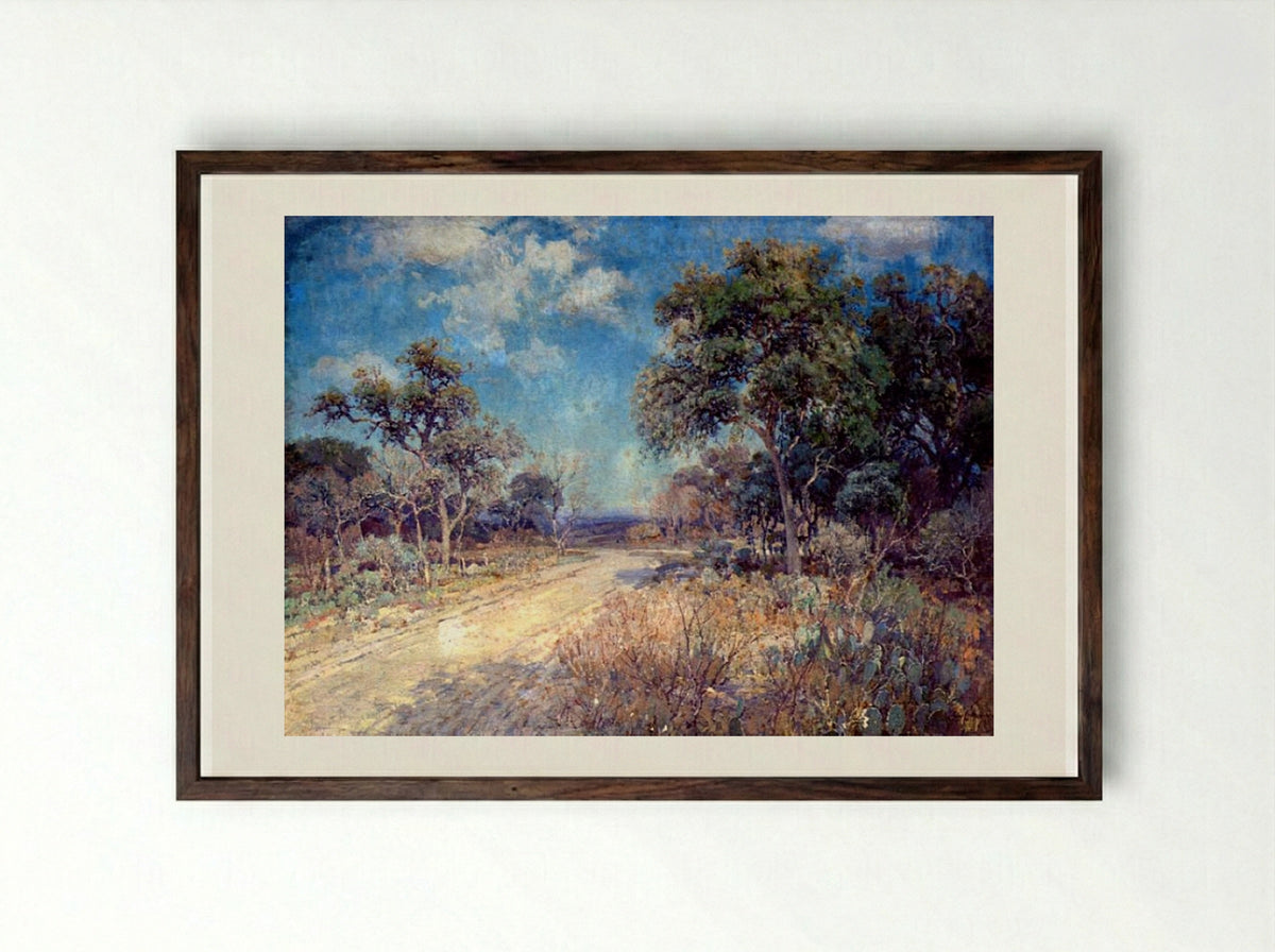Road to the Hills - Robert Julian Onderdonk - Framed Print Dark Wood